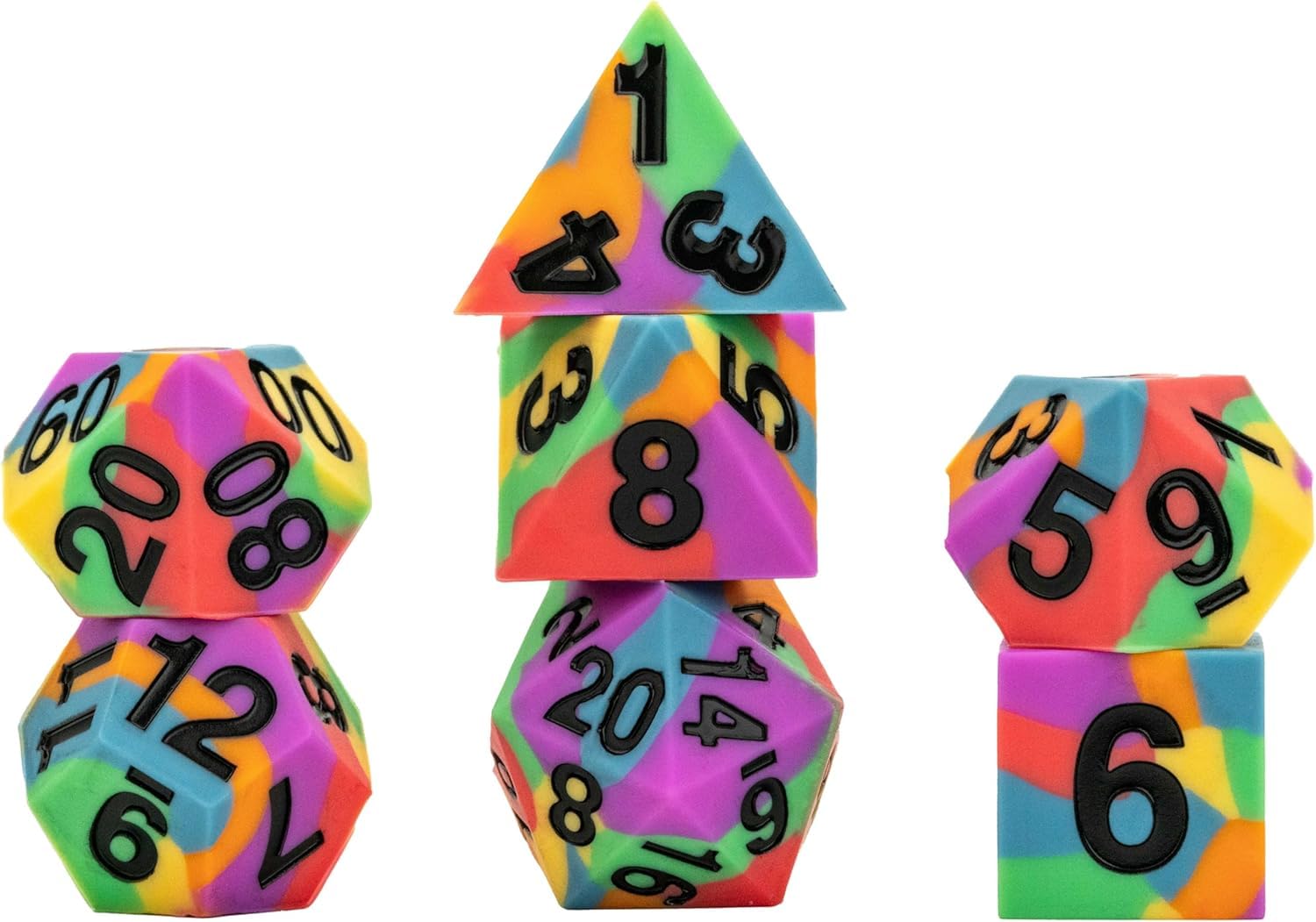 Metallic Dice Games FanRoll 16mm Pride Sharp Edge Poly Dice Set