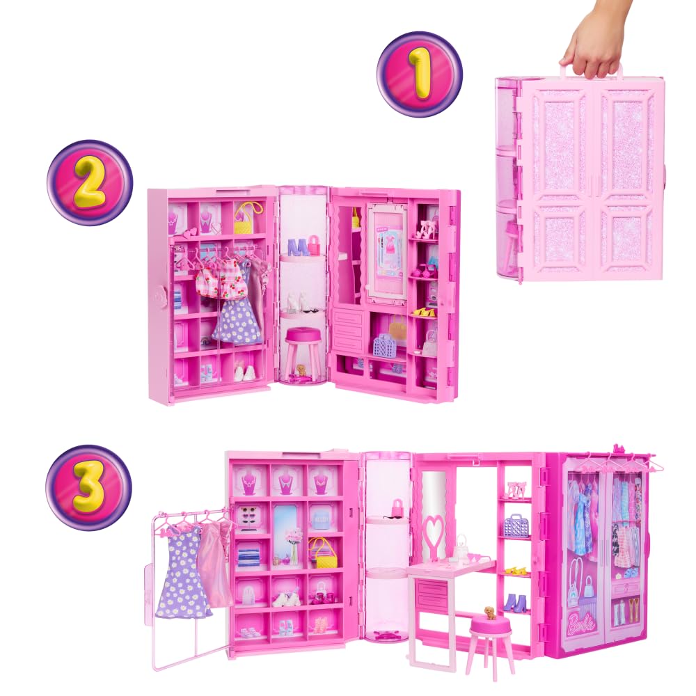 Barbie Dream Closet Toy Playset with Fashion Doll, 25+ Accessories & Pet Puppy 10