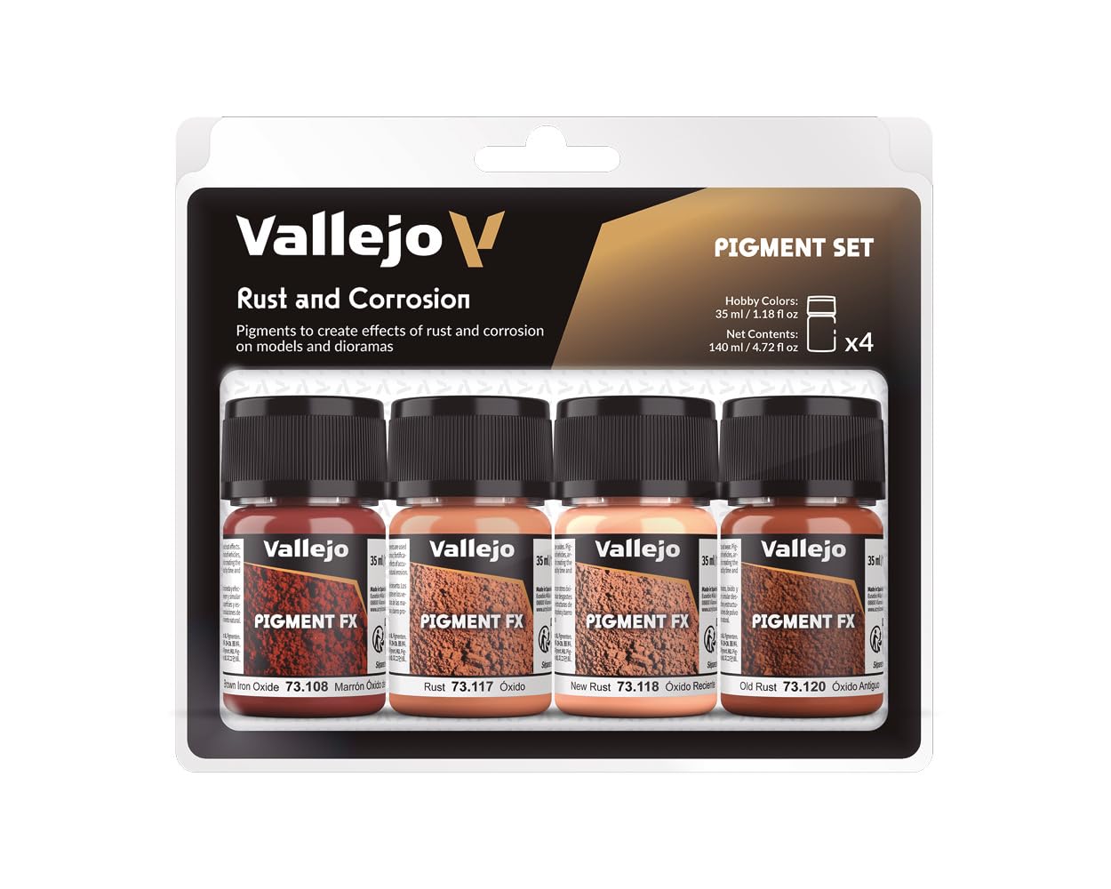 Vallejo Pigment Set - Rust & Corrosion Effects | 4 Jars (35 ml Each) | Includes Guide 1