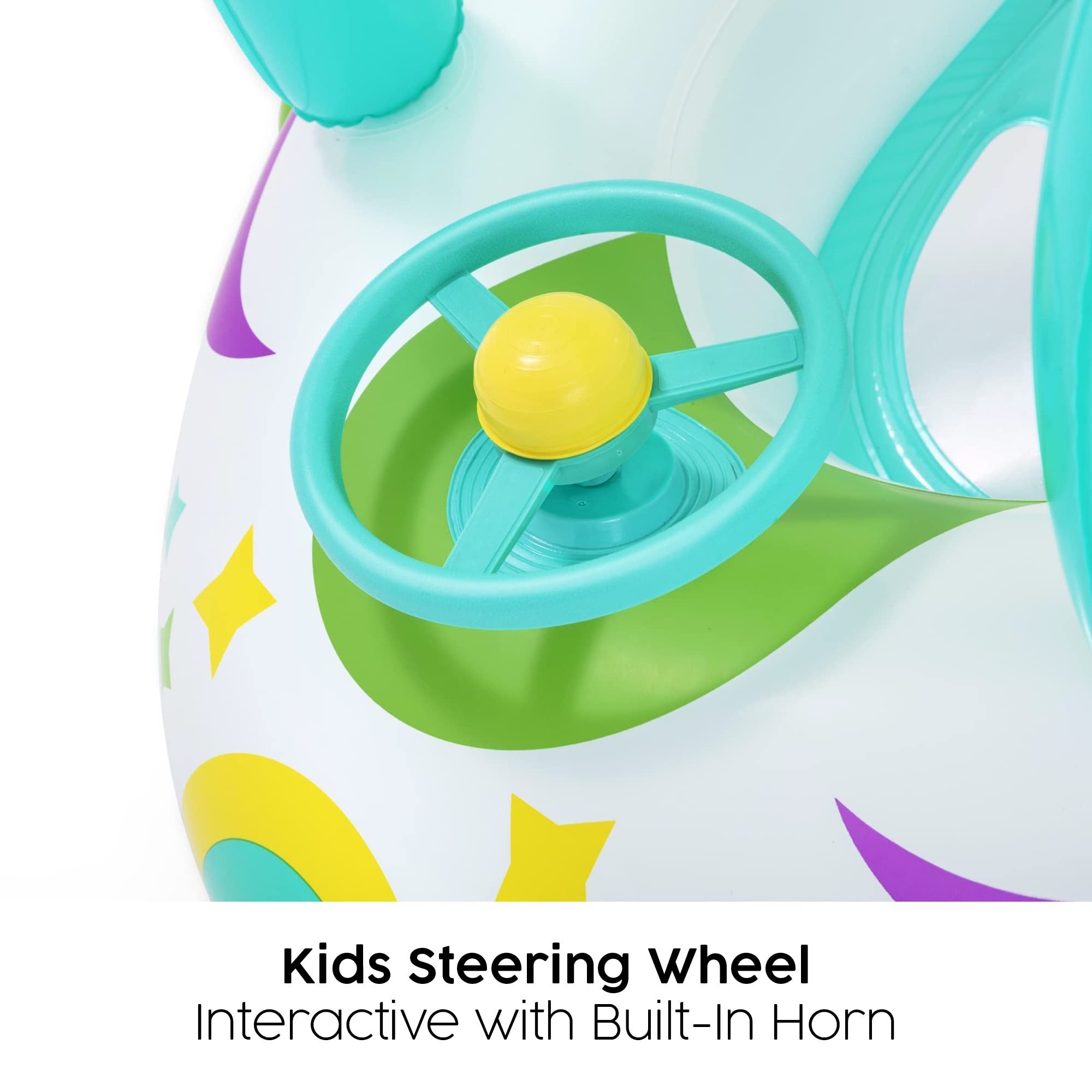 Bestway Space Splash Baby Car Pool Float - Detachable UV Sunshade | Interactive Steering Wheel | Ages 3+ 3