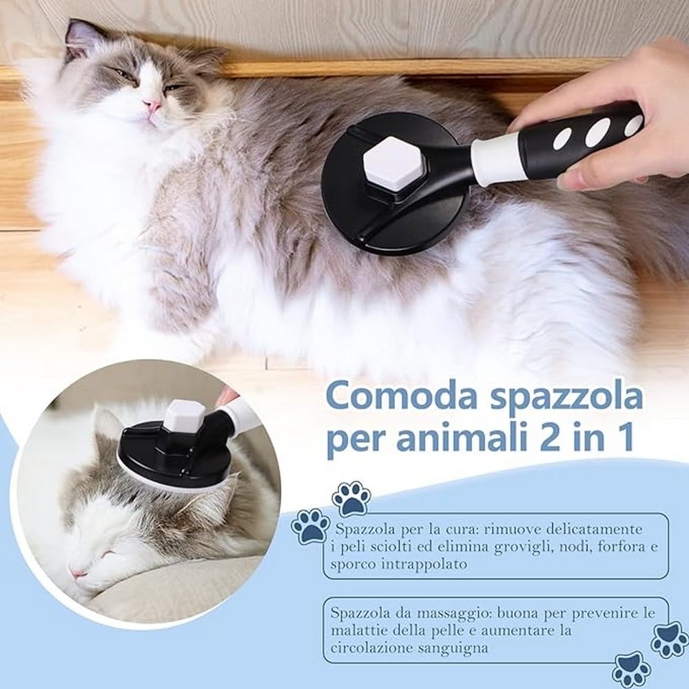 Vinabo Pet Grooming Brush - 2-in-1 Hair Removal & Massage Tool with Self-Cleaning Button | Black 4