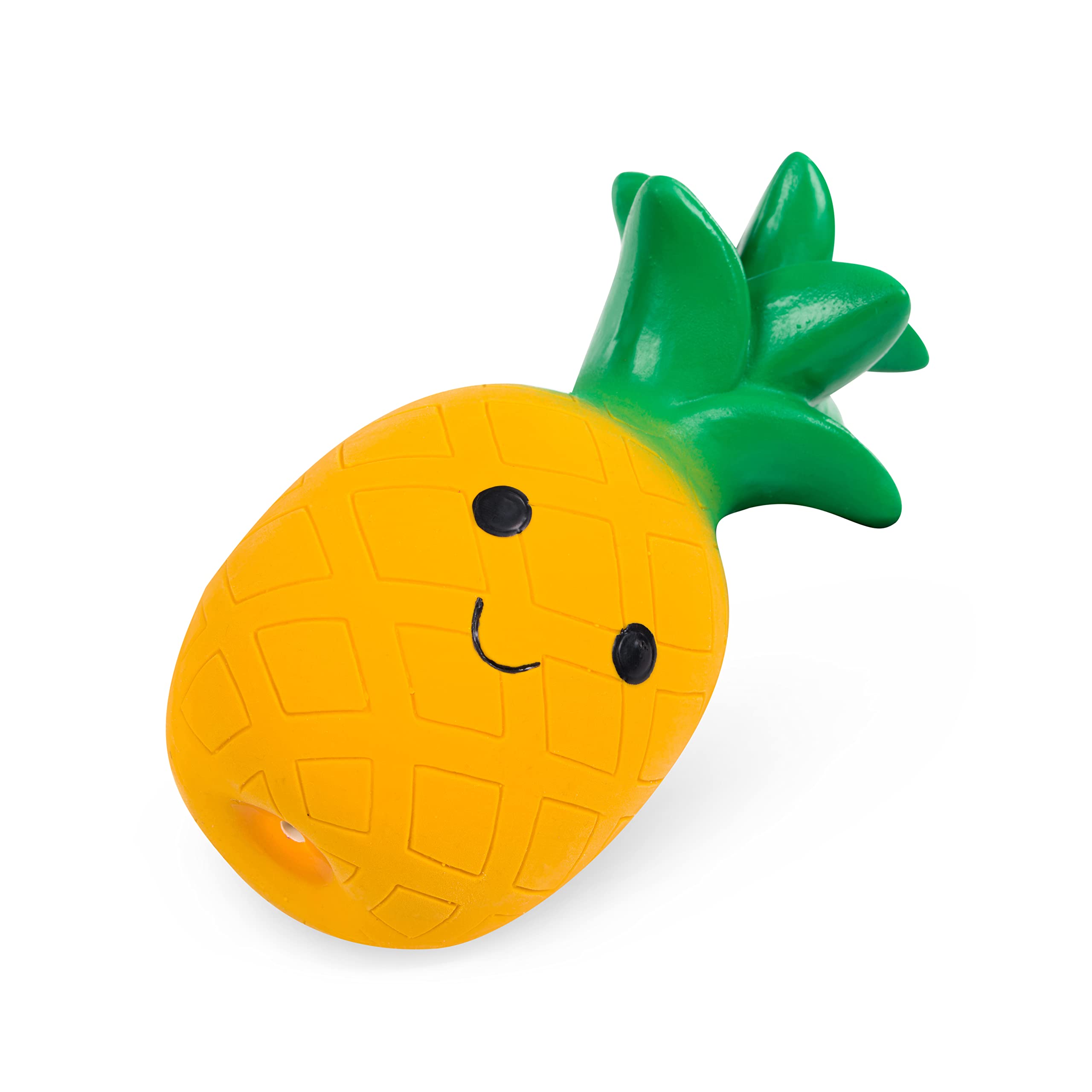 Petface Large Latex Pineapple Chew Dog Toy - Squeaker Feature | Natural Rubber