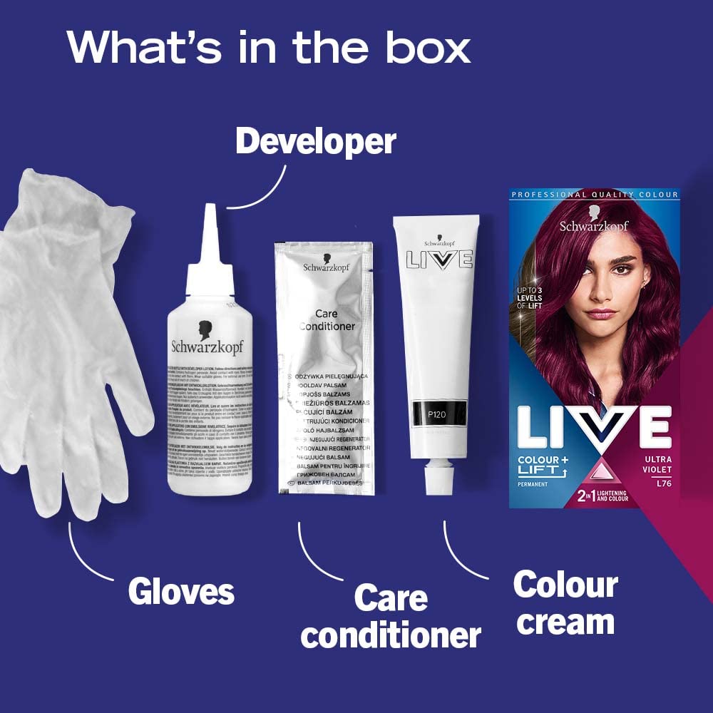 Schwarzkopf - LIVE Colour + Lift Ultra Violet Permanent Hair Dye L76 (100g)