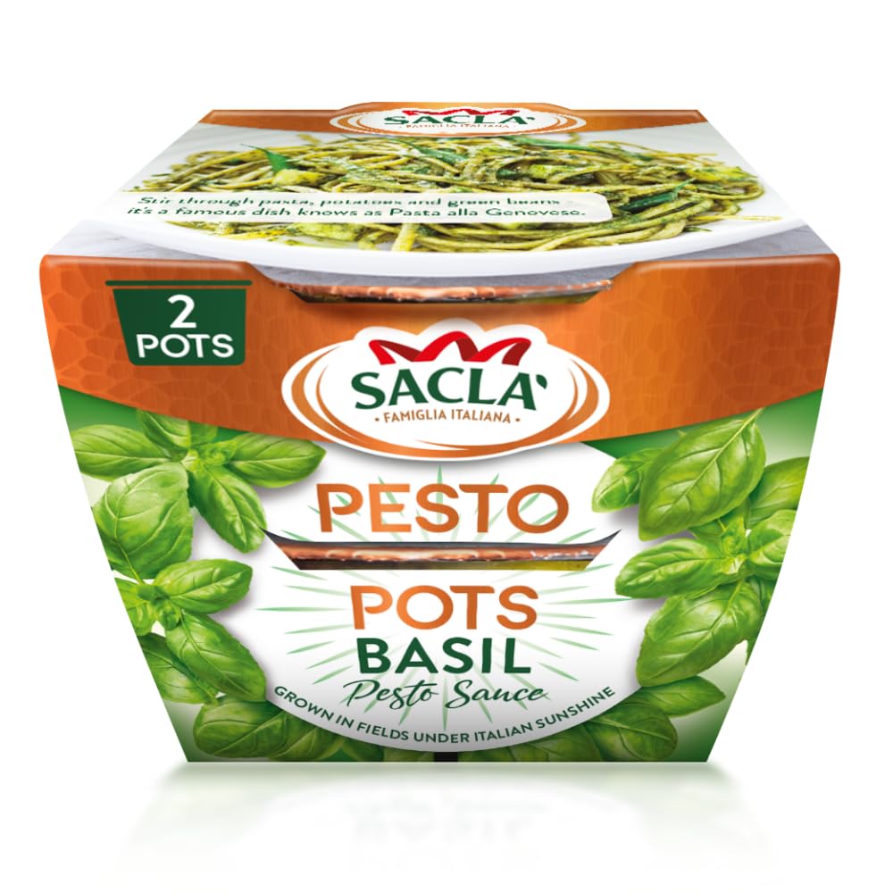 Sacla Classic Basil Pesto - Authentic Italian Flavor | 2 x 45g Pack 1