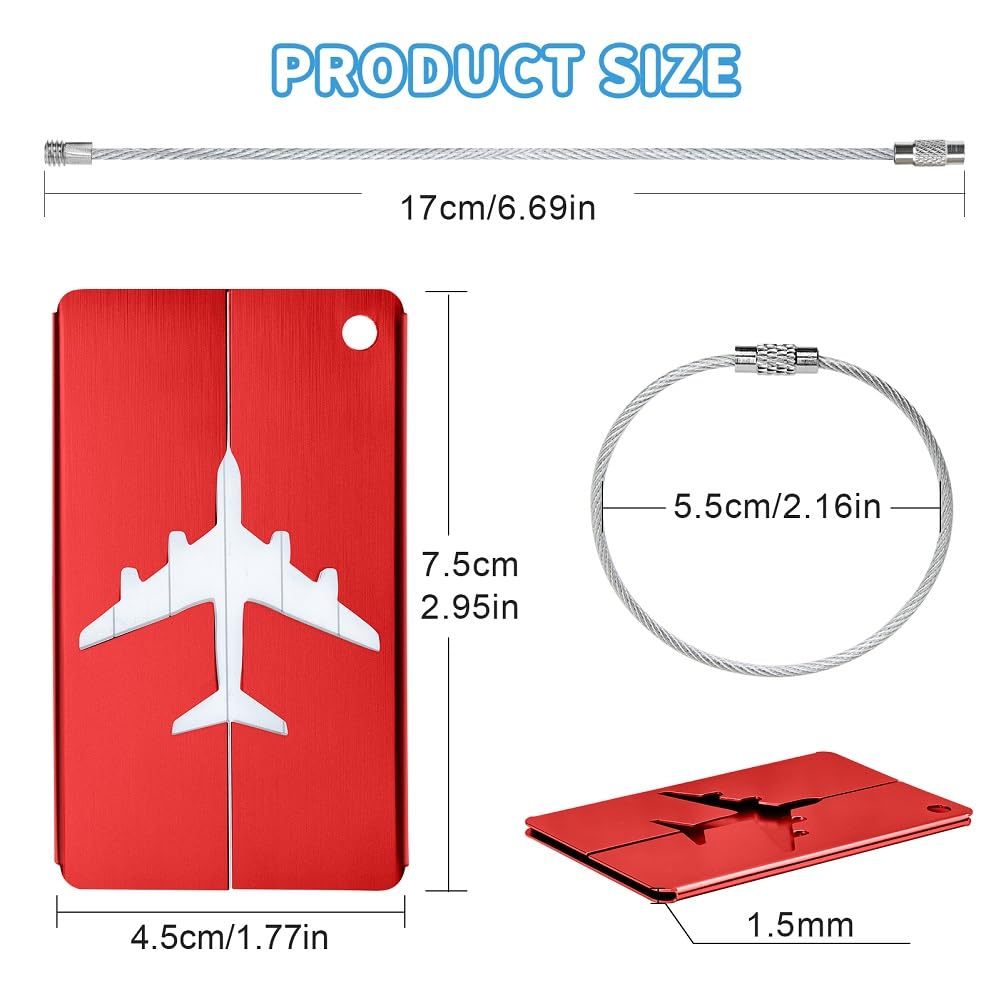 MOXYOY 5-Piece Metal Luggage Tags Set - Durable Aluminium with Stainless Steel Ties | 3' x 1.5'