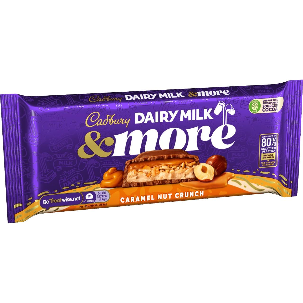 Cadbury Dairy Milk & More Caramel Nut Crunch Chocolate Bar 200g 8