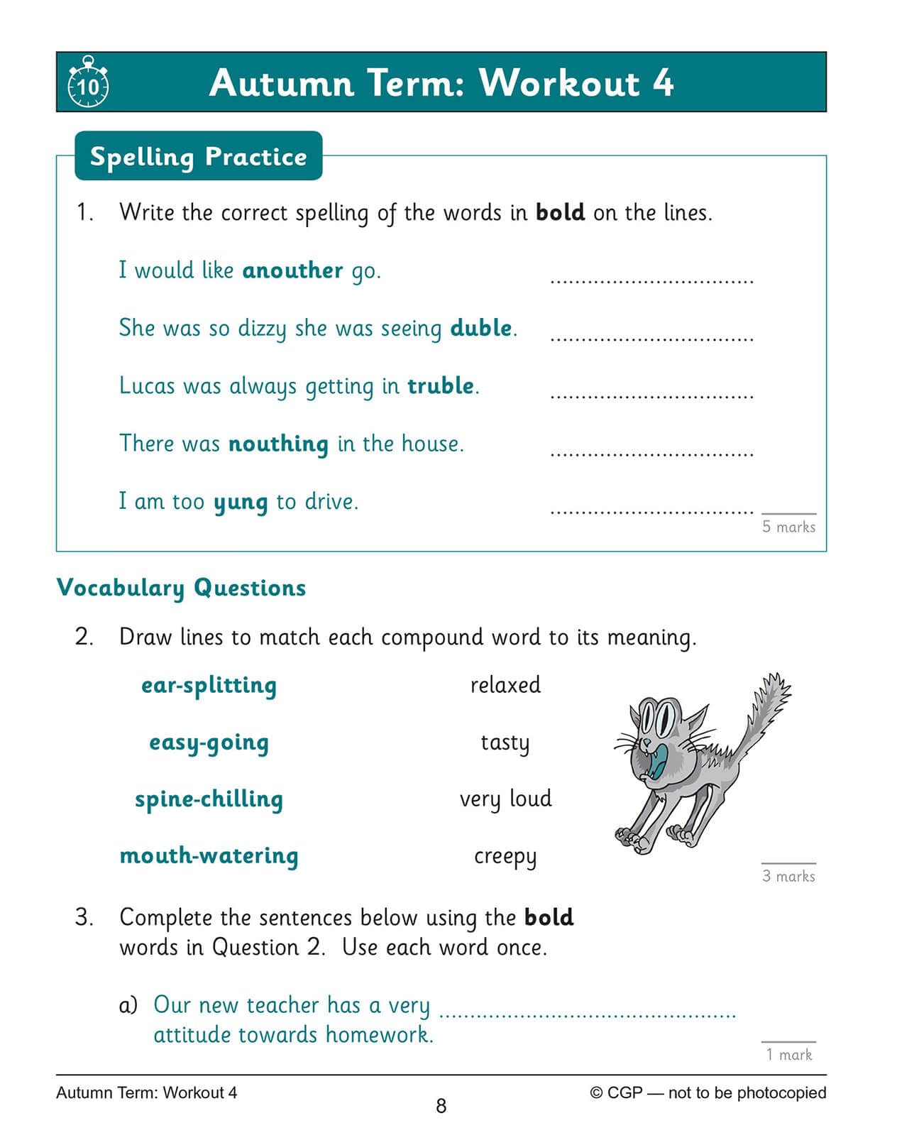 CGP Books New KS2 English 10-Minute Weekly Workouts - Year 5 Spelling & Vocabulary | Ages 9-10