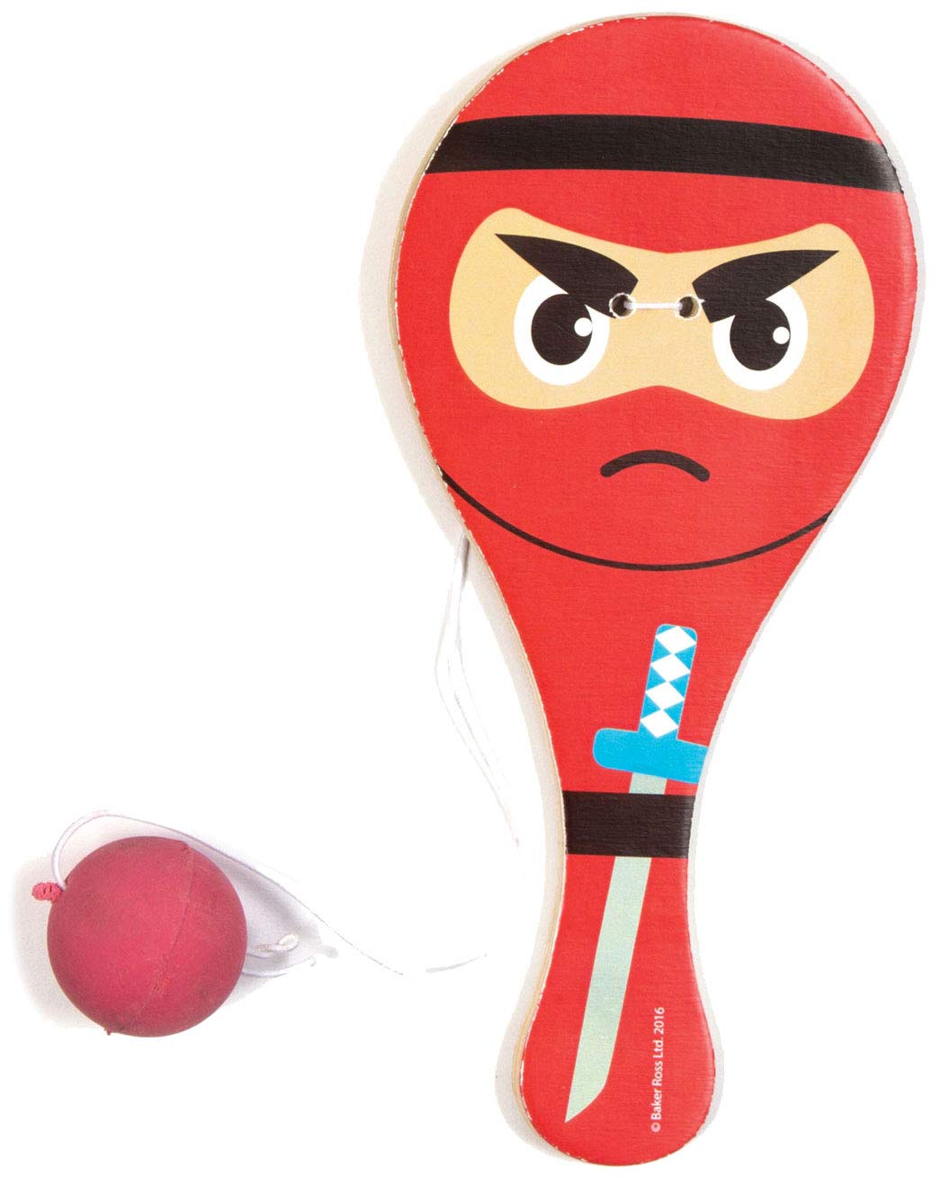 Baker Ross Ninja Paddle Bat and Ball Game - Assorted Designs (Pack of 4) | 15cm Wood Bat 7