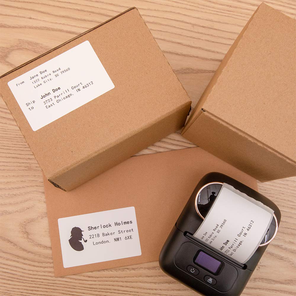 Phomemo Thermal Address Labels - 50x80mm Self-Adhesive | 100 Labels per Roll | Compatible with M110/M120/M220 5