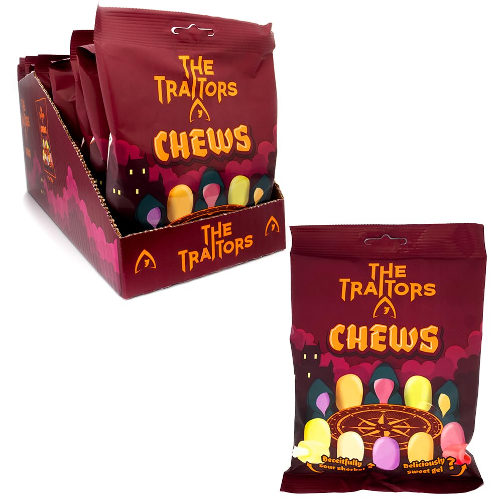 The Traitors Chew Bags - Fruit Flavoured Chewy Sweets with Liquid or Sherbet Centre, 120g Pack of 11