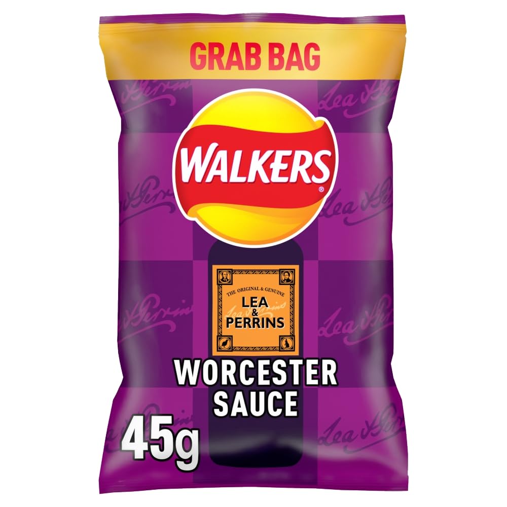 Walkers Worcester Sauce Flavour Crisps 45g (Case of 32)