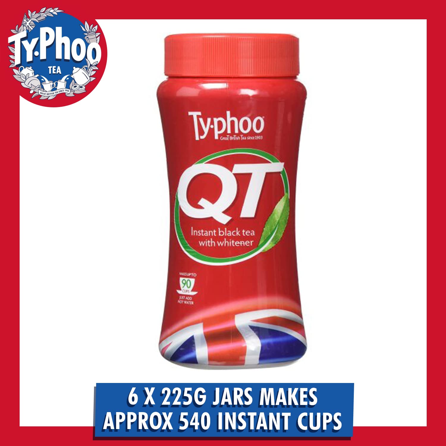 Typhoo QT Instant Black Tea with Whitener 225g (Pack of 6) 7