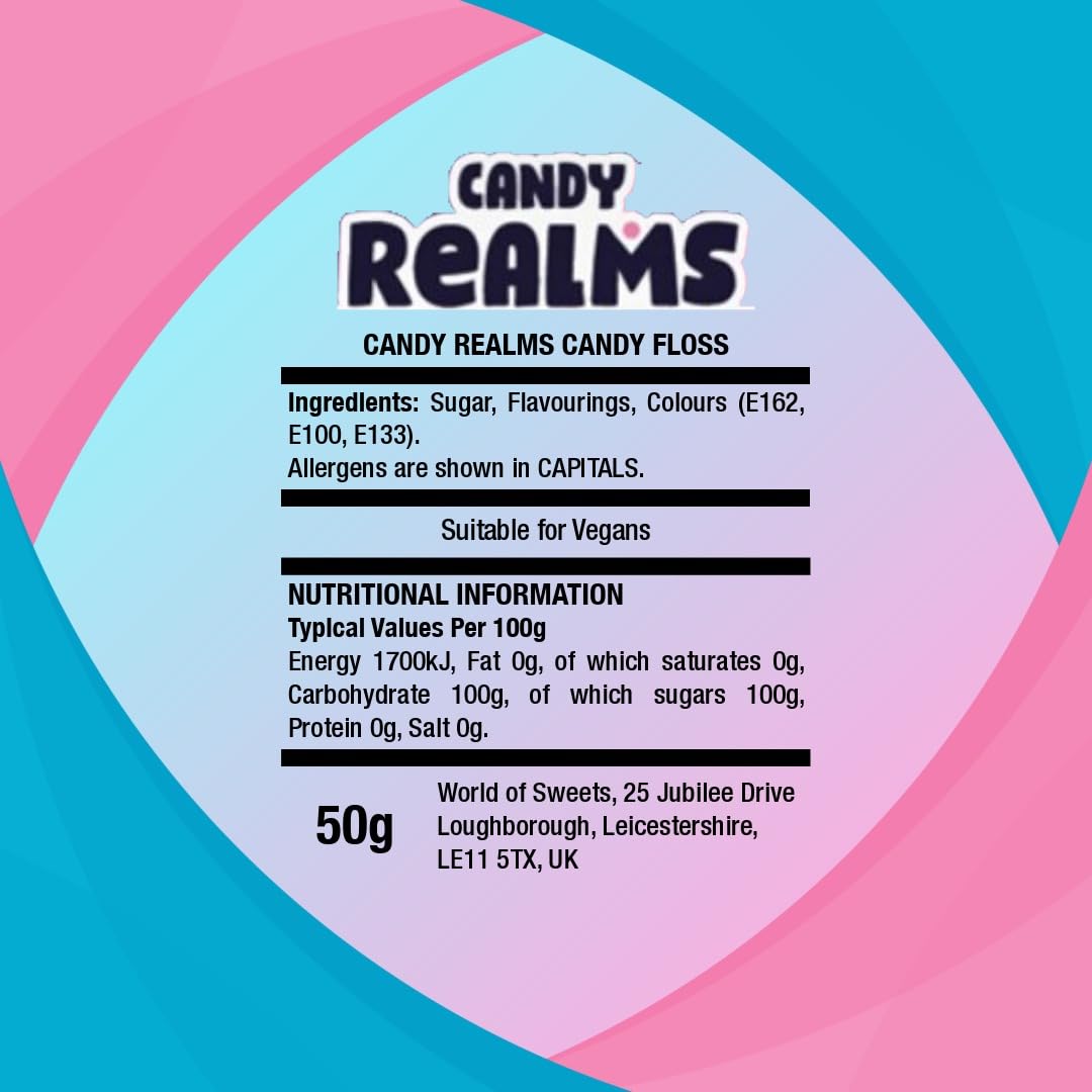 Candy Realms Floss Clouds Bucket, Fruit Flavoured Spun Sugar Classic | 50 g (Pack of 6) 4