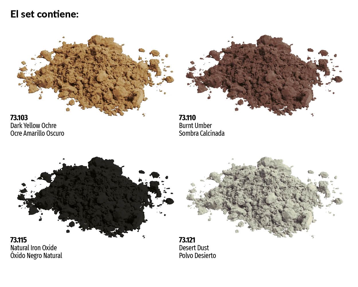 Vallejo Dust & Dirt Pigment Set - 4 Jars x 35ml | Weathering Effects | Non Toxic 3
