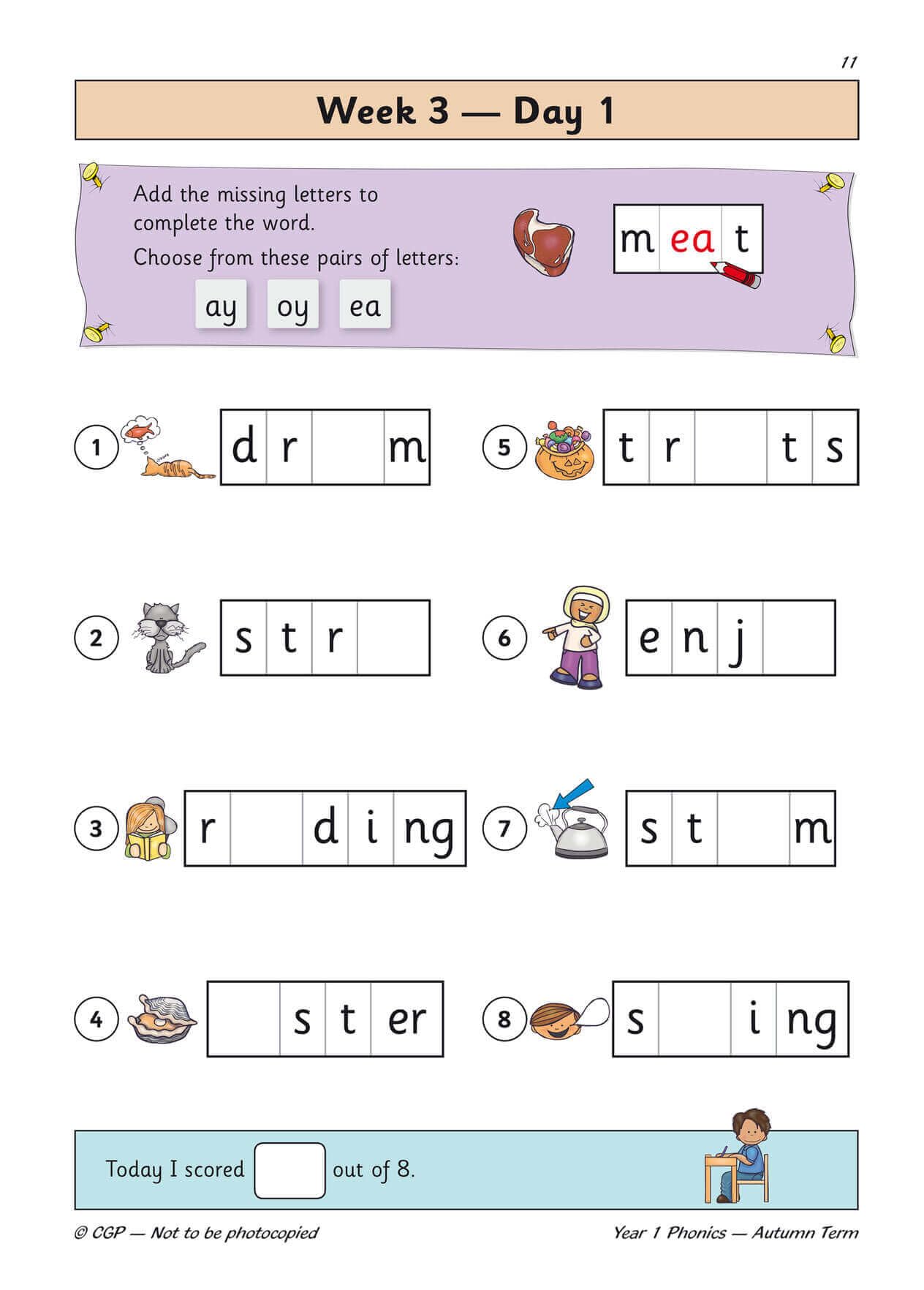 CGP Year 1 Daily Practice Book - Phonics Study Aid for Autumn Term | Ages 5-6 | Paperback