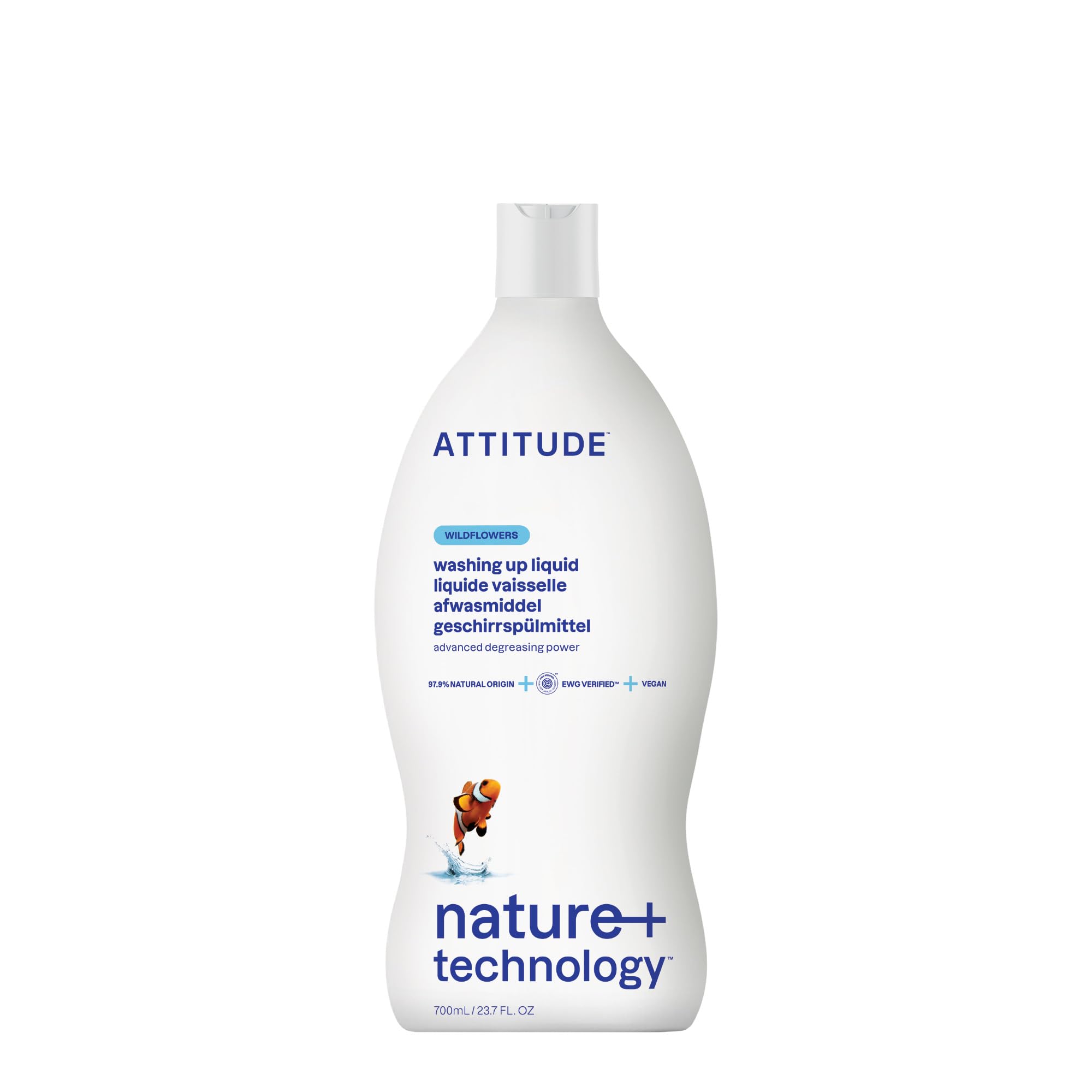ATTITUDE Washing-Up Liquid - EWG Verified, Plant-Based, Wildflowers Scent | 700 ml