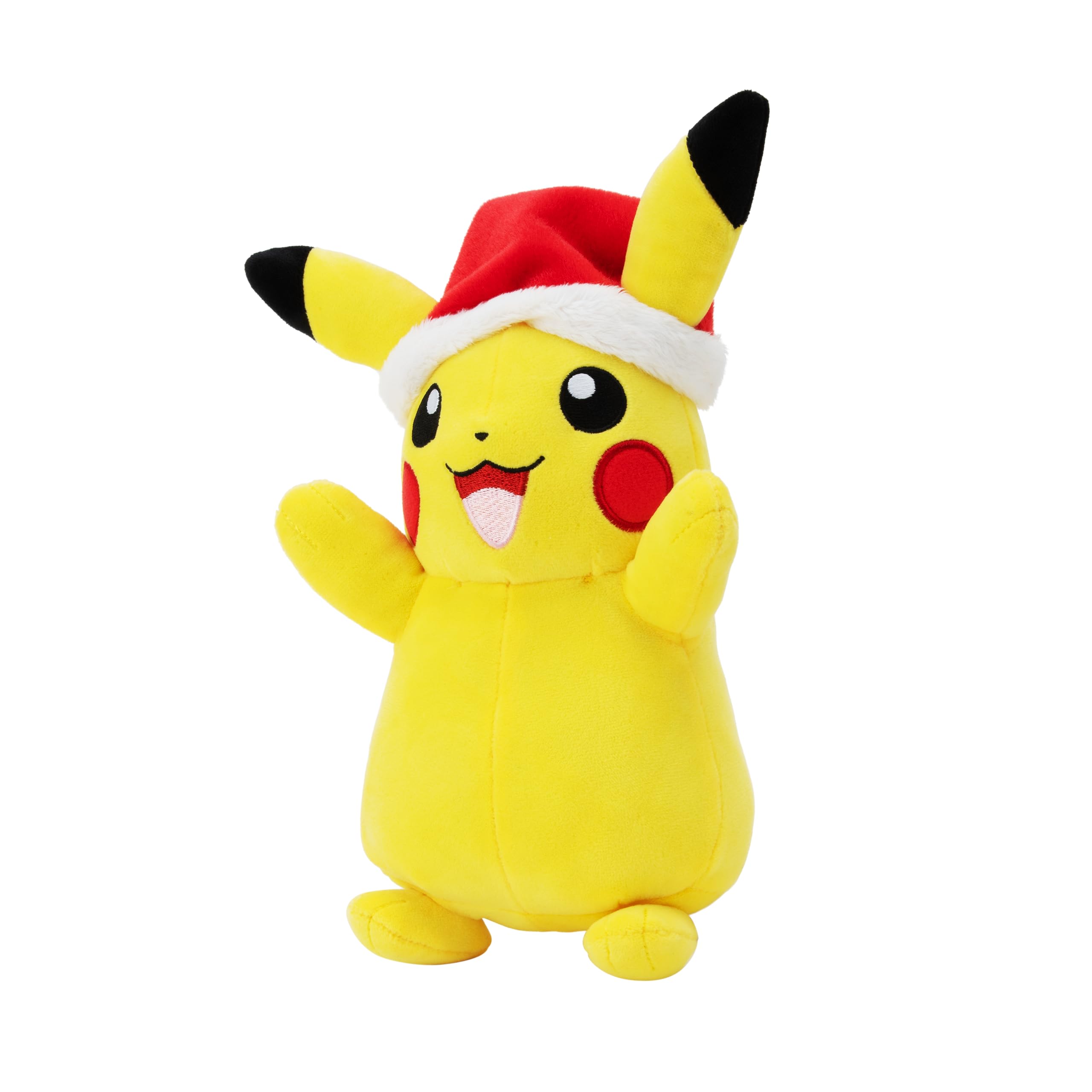 Pokémon Pikachu with Santa Hat Stuffed Animal Plush - 8 Inch | Polyester | Ages 2+