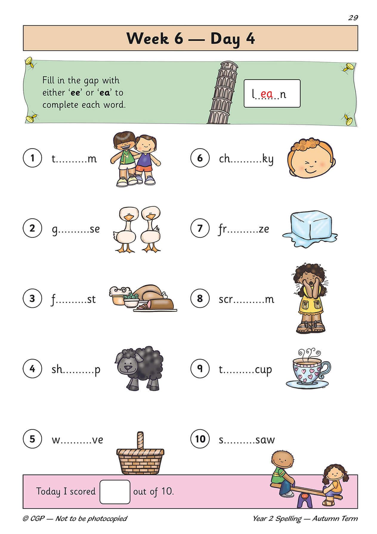 CGP New KS1 Spelling Daily Practice Book - Year 2 Autumn Term Study Aid | Paperback | English 5
