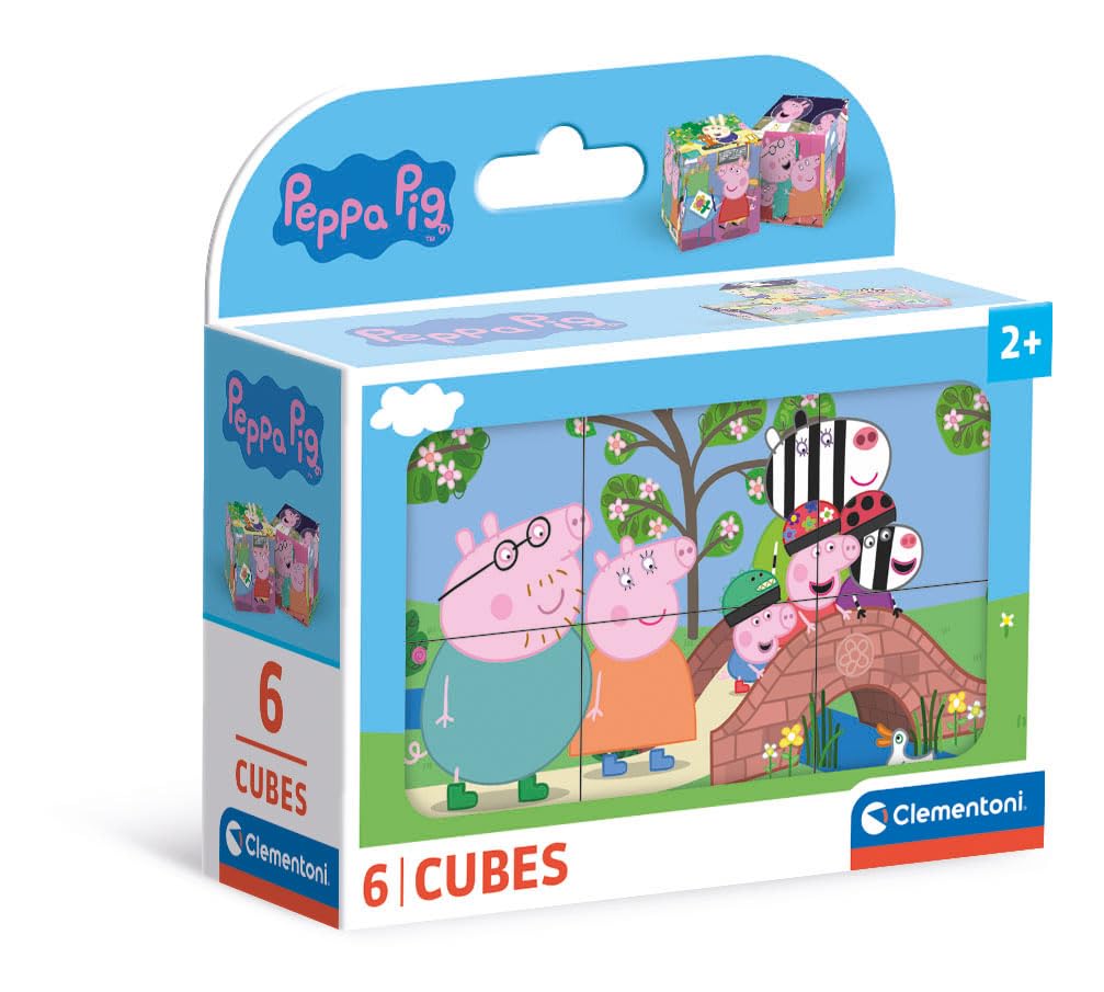 Clementoni Peppa Pig Supercolor Cube Puzzle - 6 Pieces | Ages 2+ | Recycled Material