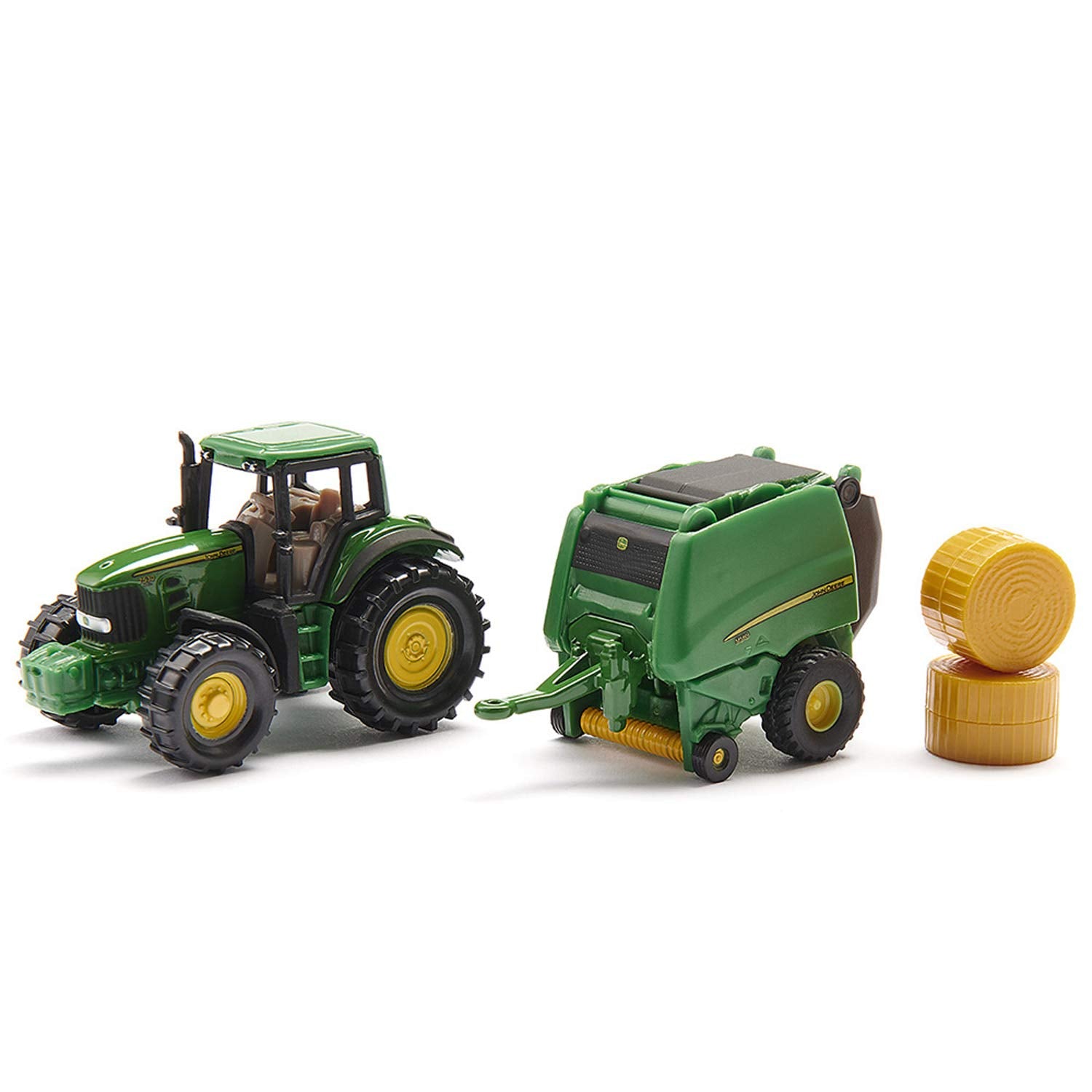 SIKU John Deere Tractor with Round Baler and 2 Bales 1:72 Scale | Metal/Plastic | Green 4