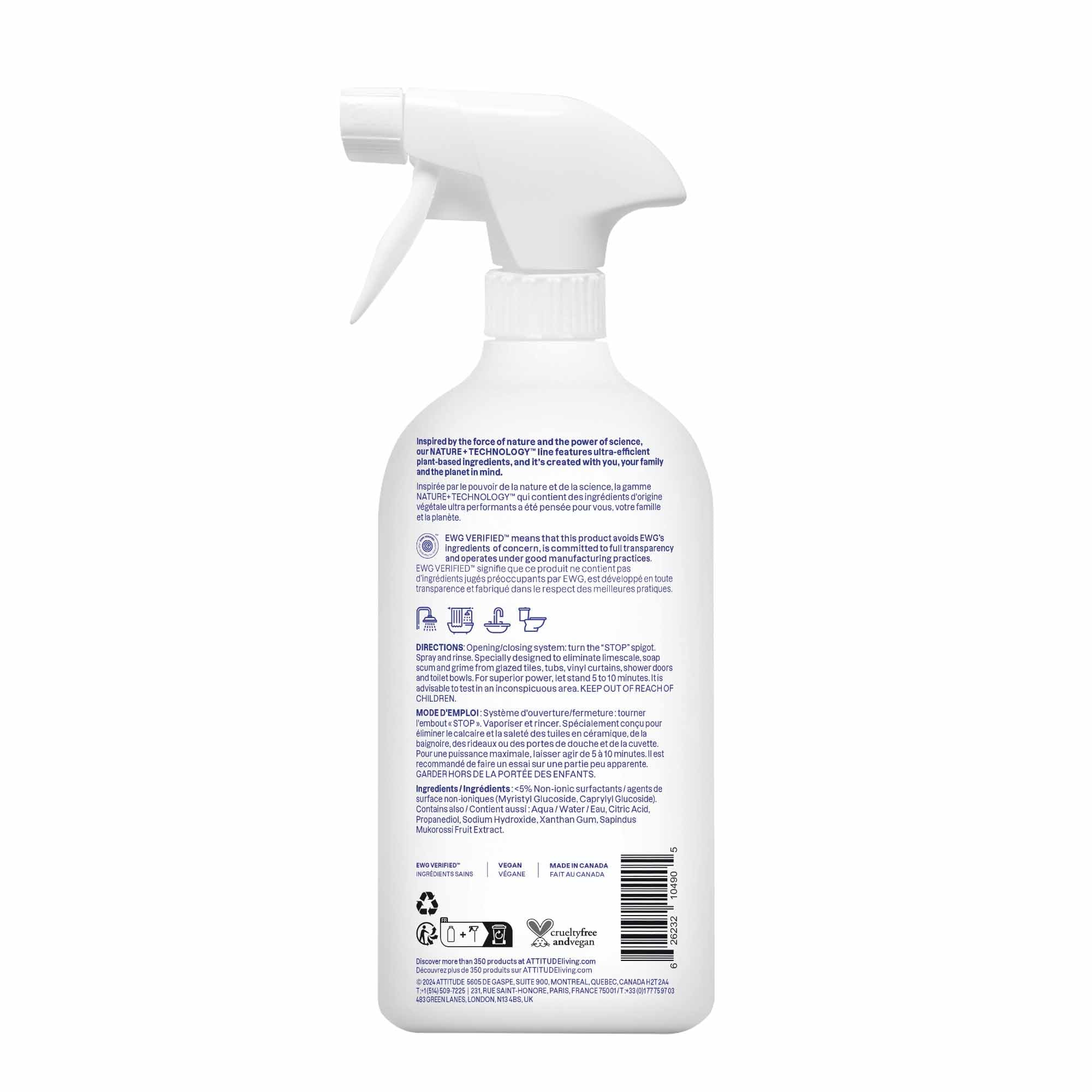 ATTITUDE Bathroom Cleaner Spray - EWG Verified, Plant-Based, Vegan, Streak-Free Shine | 800 ml 7