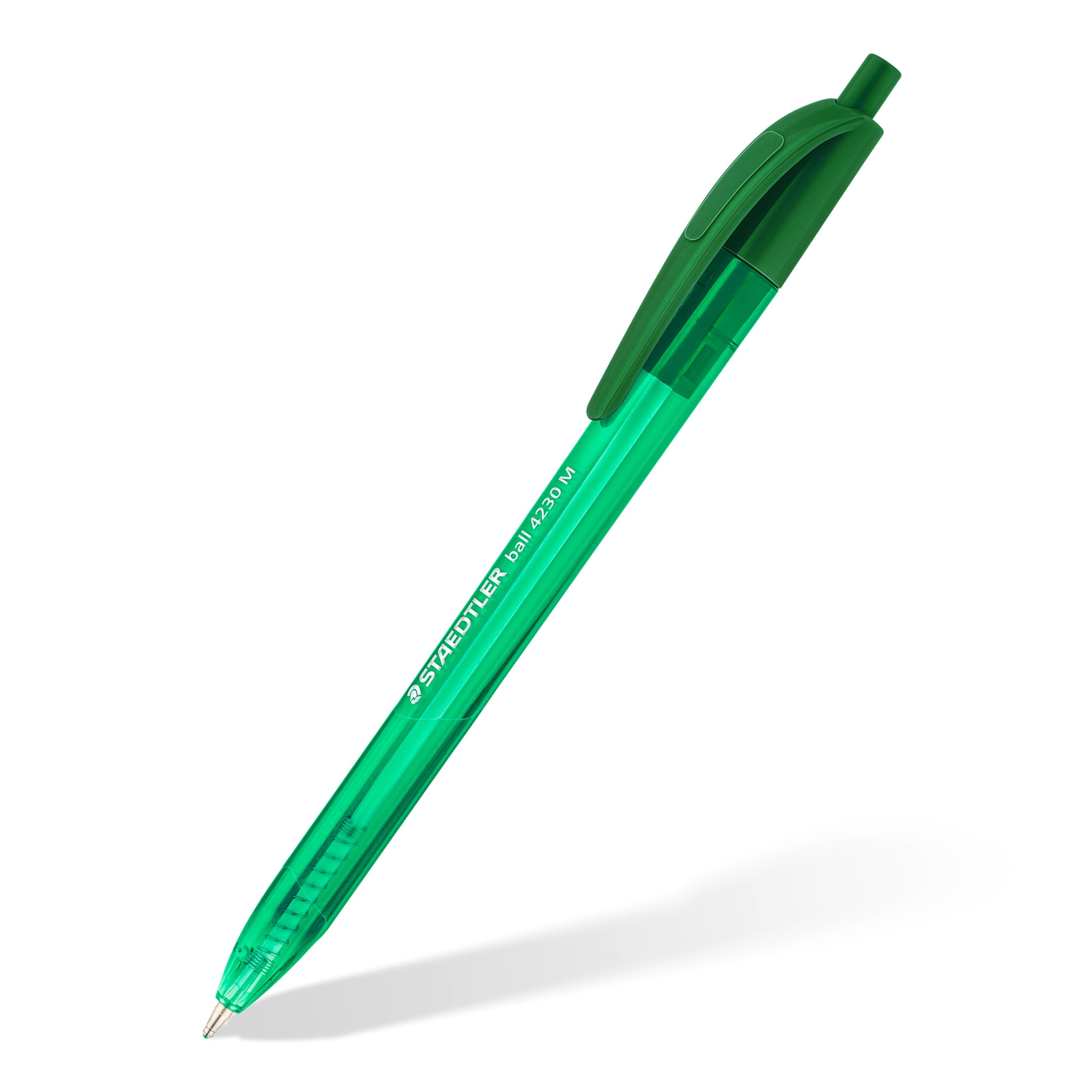 STAEDTLER 4230 M-5 Retractable Ballpoint Pen - Green Ink | 1.0mm Medium Point | Pack of 10