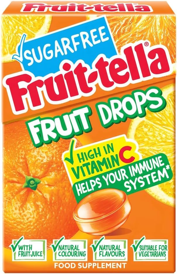 Fruittella Fruit Drops - Sugar Free Citrus Mix Sweets | Pack of 10 | Orange & Lemon Flavours