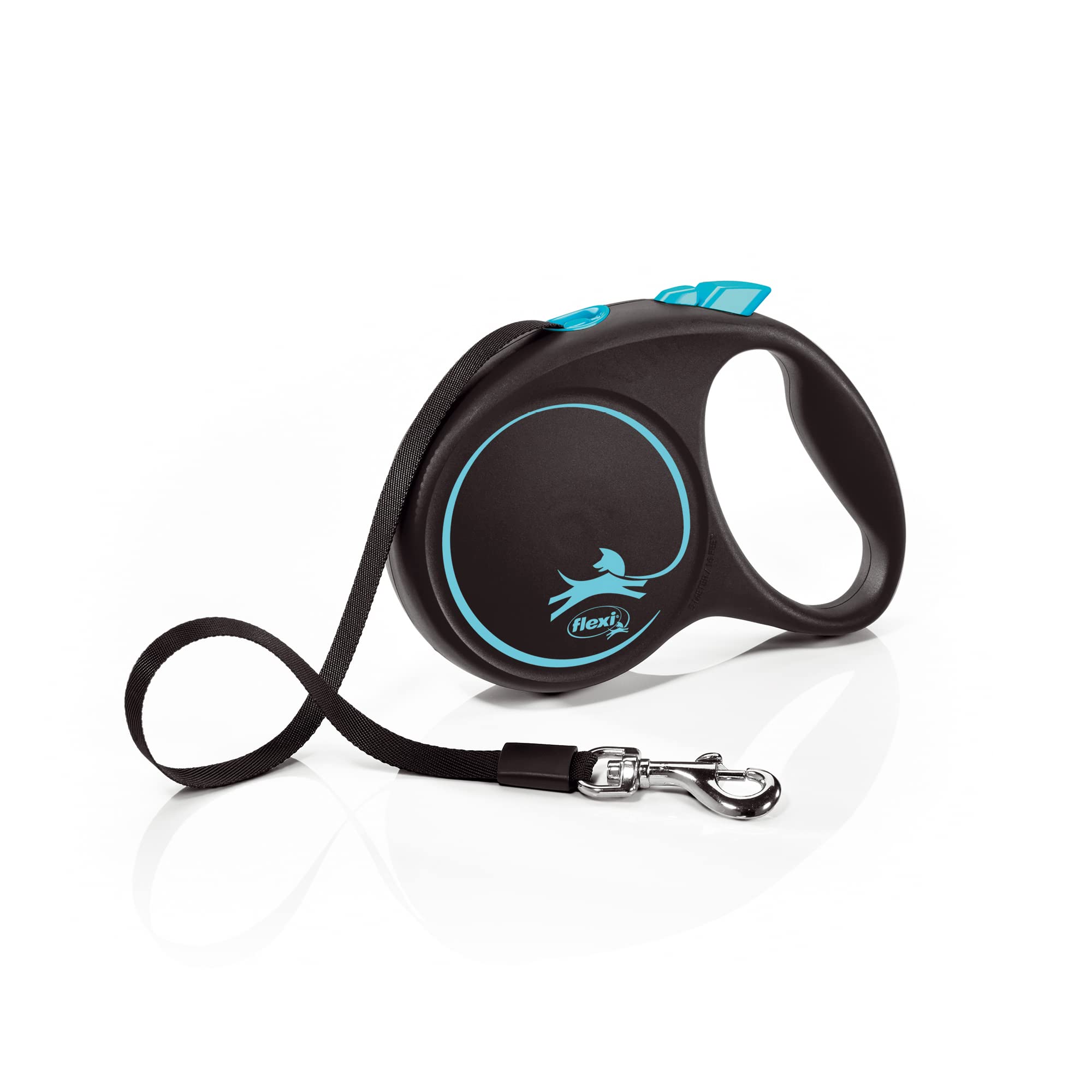 flexi Black Design Retractable Dog Lead - Medium Size, 5m Tape, For Dogs up to 25kg/55lbs | Blue 1