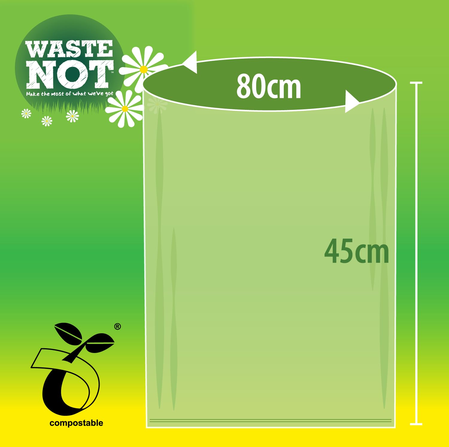 Waste Not Compostable Caddy Liners - 10L Capacity, Pack of 20, Biodegradable 4