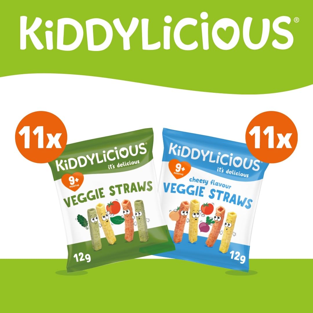 Kiddylicious Veggie Straws Mix Pack - Tomato, Kale, Spinach & Cheese Flavours | 22 Count (12g Each) 2