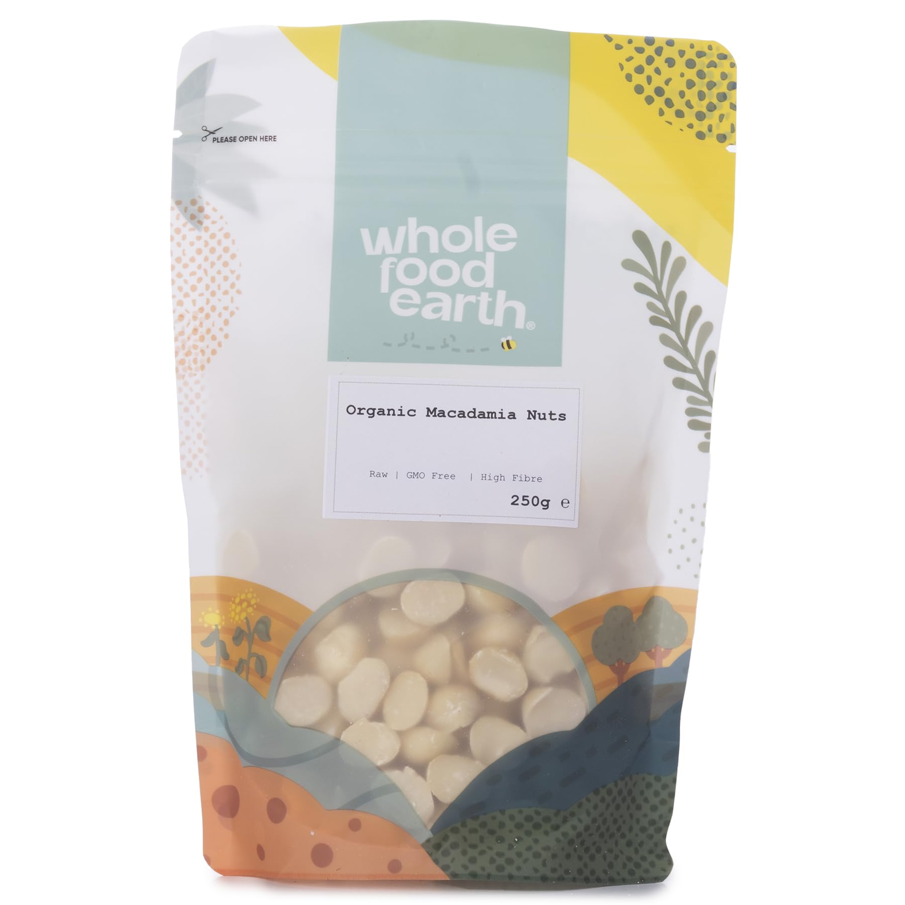Organic Raw Macadamia Nuts 250g | GMO Free | Vegan | High in Protein & Fiber | Wholefood Earth