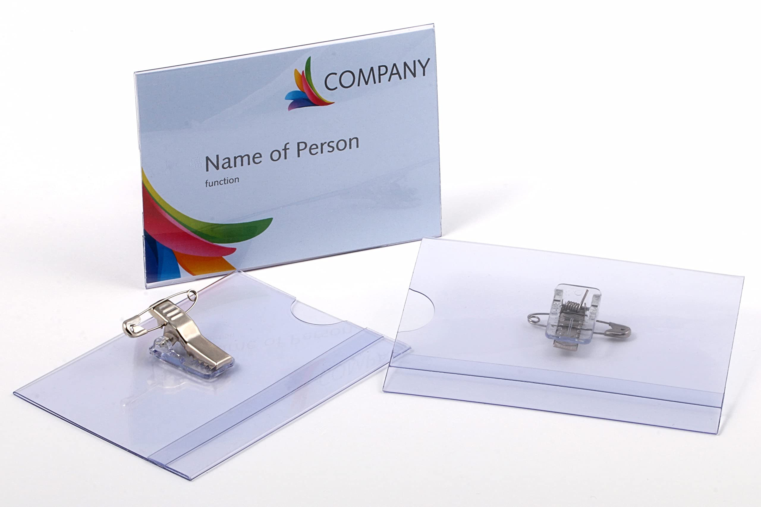 Europel Name Badge Holders (Pack of 24) - 0.3mm PVC with Crocodile Clip & Safety Pin 4