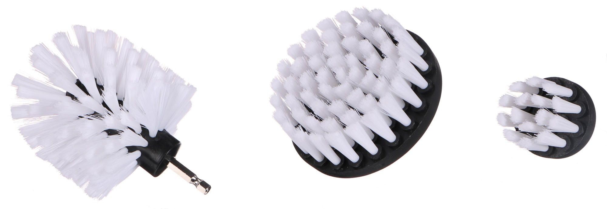SIXTOL Drill Brush Set - 3 Soft White Nylon Heads for Car Detailing & Household Cleaning | Compatible with Drills 3