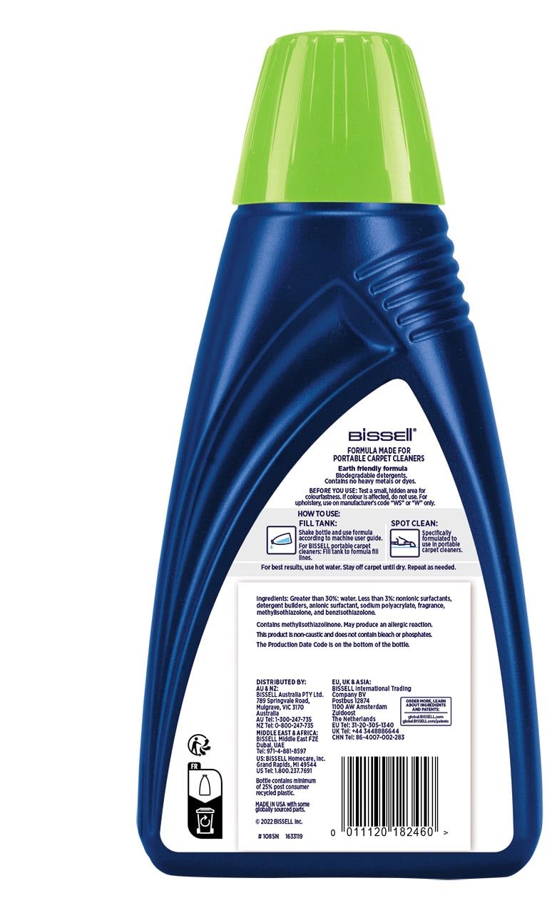 BISSELL Pet Stain & Odour Formula Carpet Cleaner Solution - 1L Concentrated, Fresh Scent