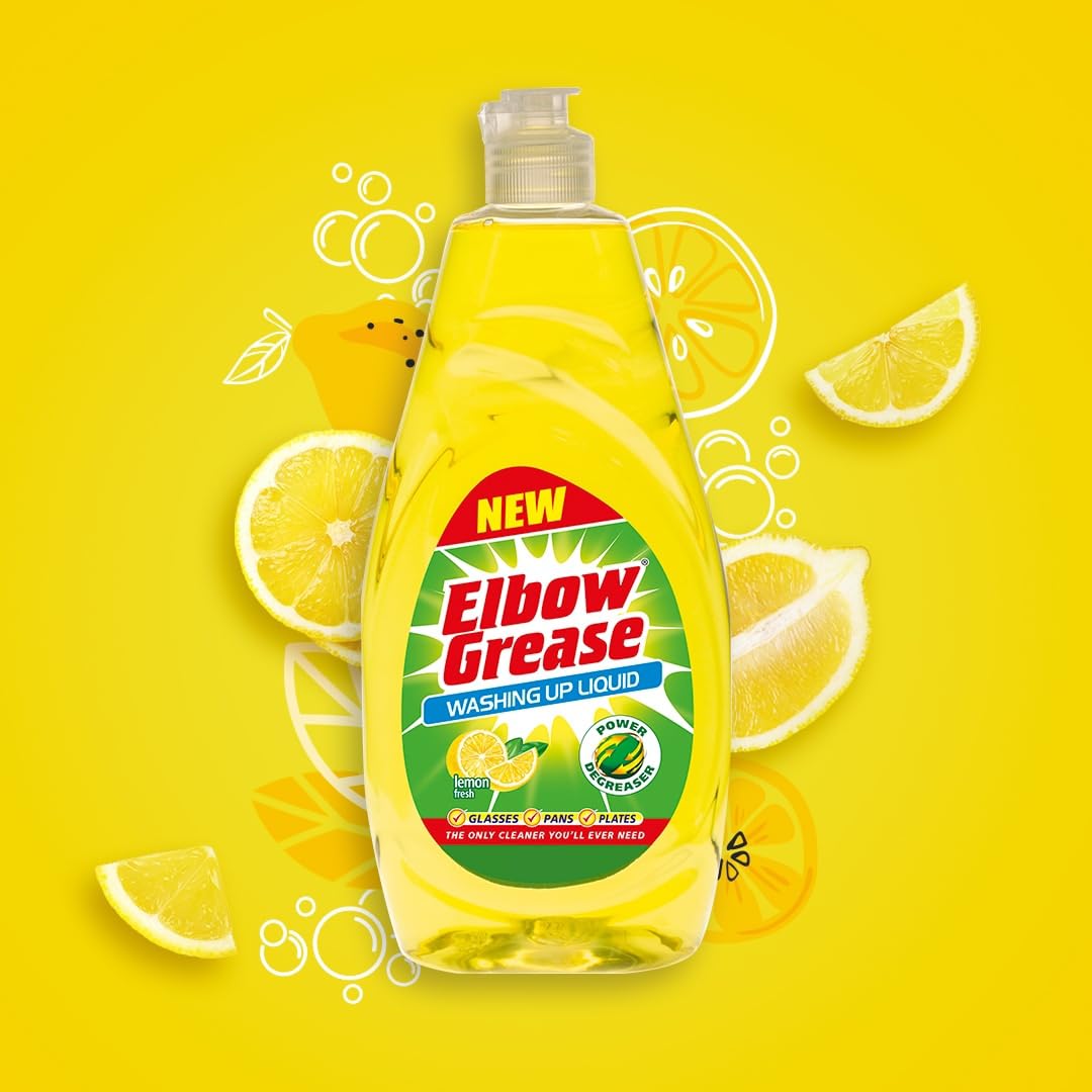 Elbow Grease Spülmittel | Kraft-Entfetter – Seife zum Handspülen von Geschirr, Töpfen, Pfannen und Gläsern (Zitrone, 600 ml)