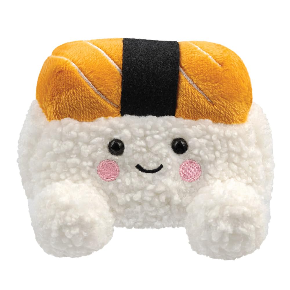 Aurora Palm Pals Suhiro Salmon Sushi Stuffed Animal - 5 Inch, White & Orange, Suitable from Birth