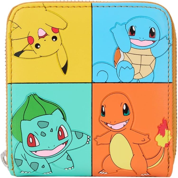 Loungefly Pokemon Color Block Staters Zip Around Wallet (Multicolored, Small)