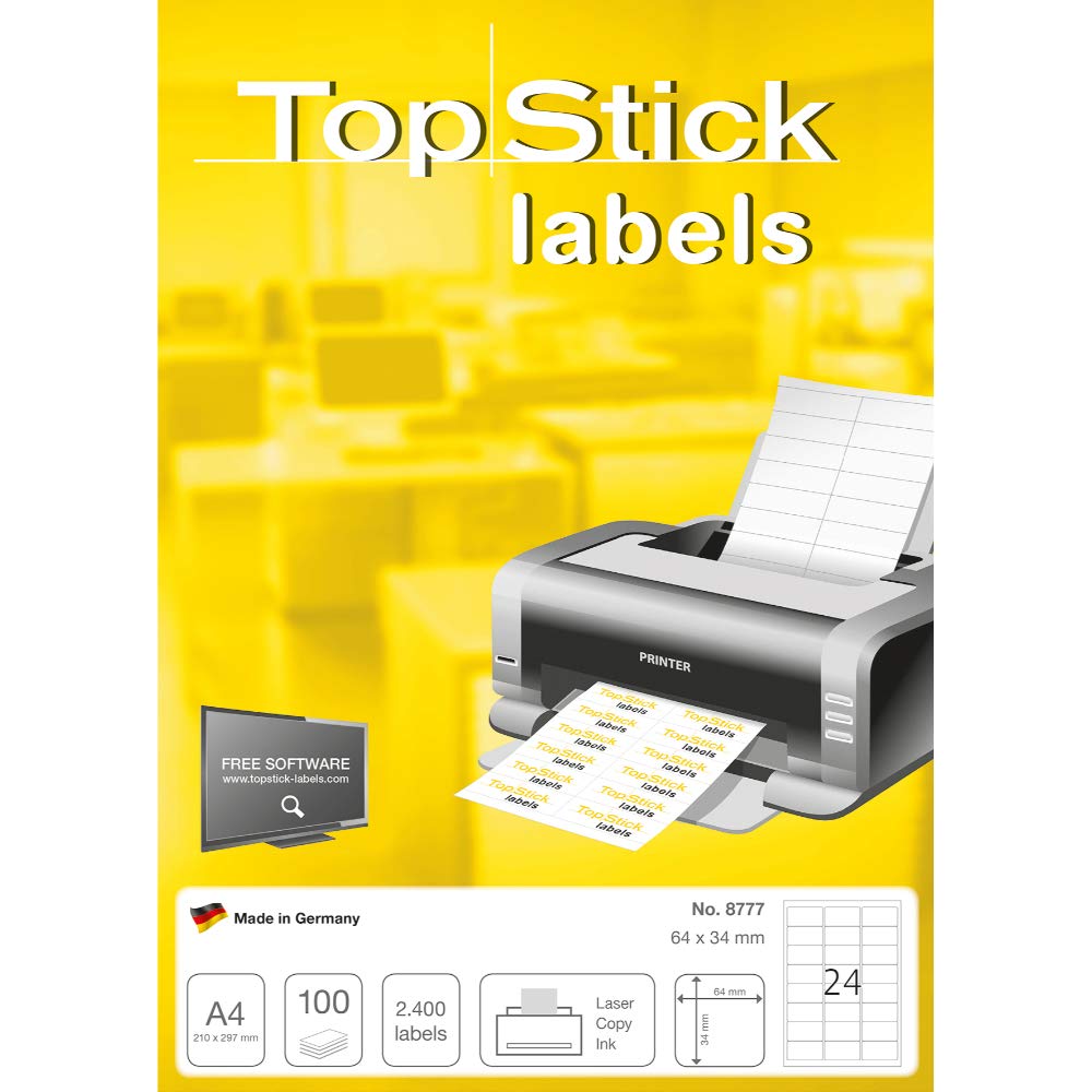 TopStick 8777 Address Mailing Labels - 2400 Labels Total | 64 x 34 mm | 100 Sheets 3