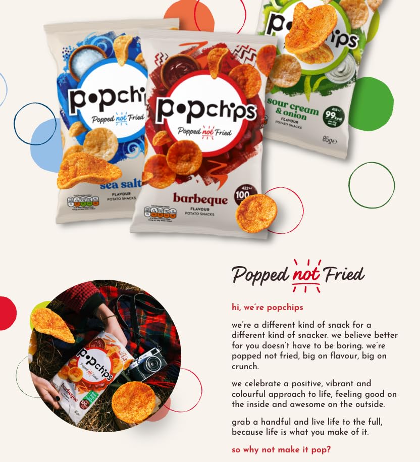 Popchips Sour Cream and Onion Popped Potato Chips - 24 Pack of 23g Bags | Less Than 100 Calories 5