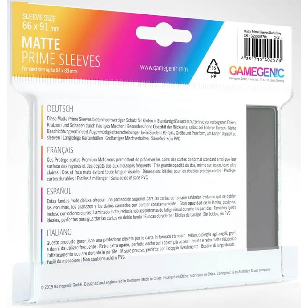 Gamegenic Matte Prime Sleeves - Double-Sleeving Ready | Anti-Glare Matte Finish | 100 Pack