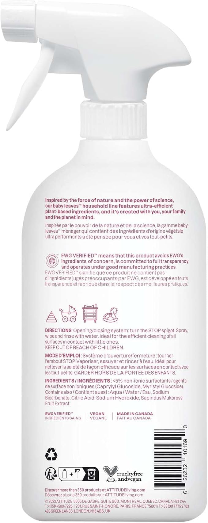 ATTITUDE EWG Verified Toy and Surface Cleaner - Unscented, Plant-Based Formula | 800 ml Spray 7