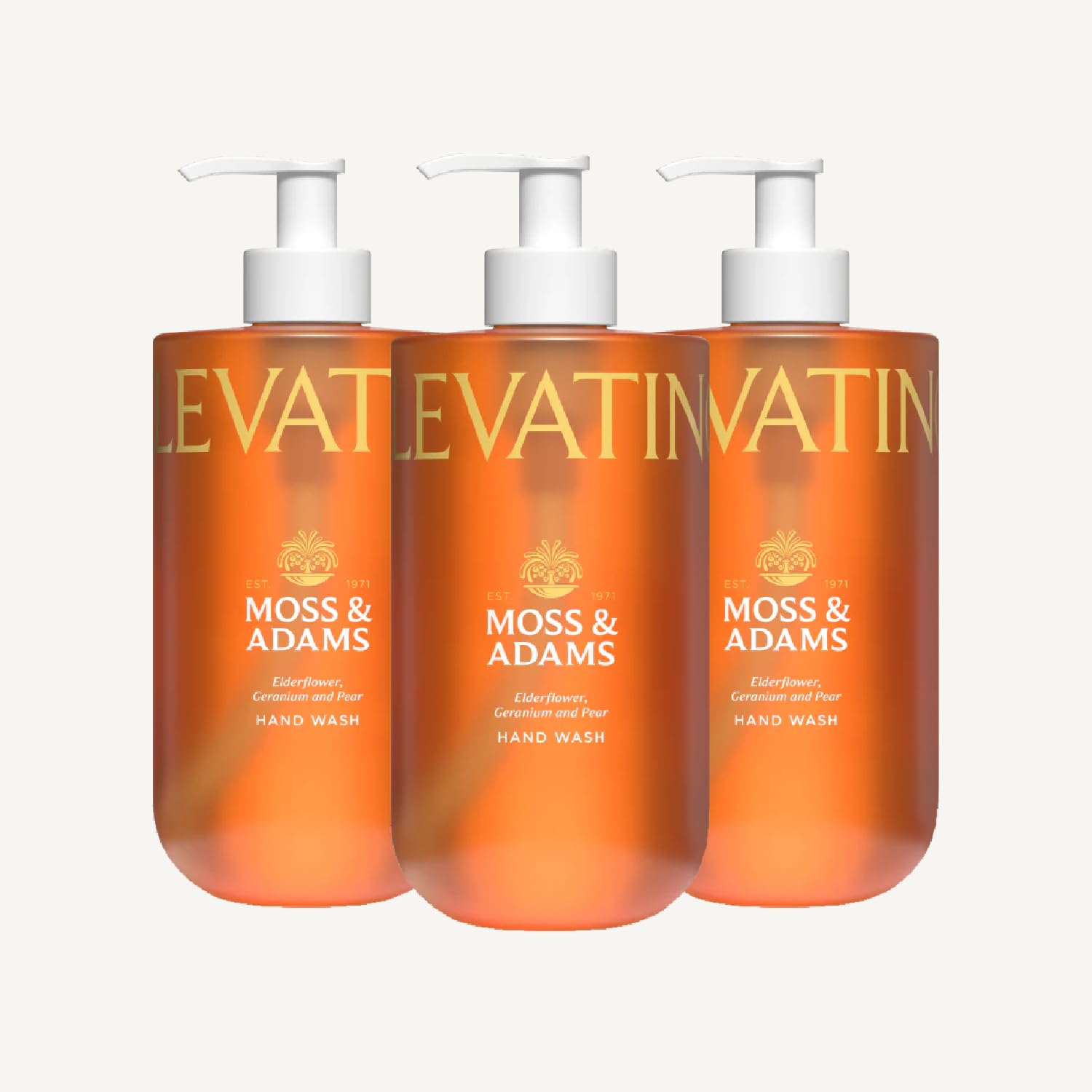 Moss & Adam Elevating Hand Wash - Hydrating with Vitamin B5 | Elderflower, Gardenia & Pear Scent | 3 x 400 ml
