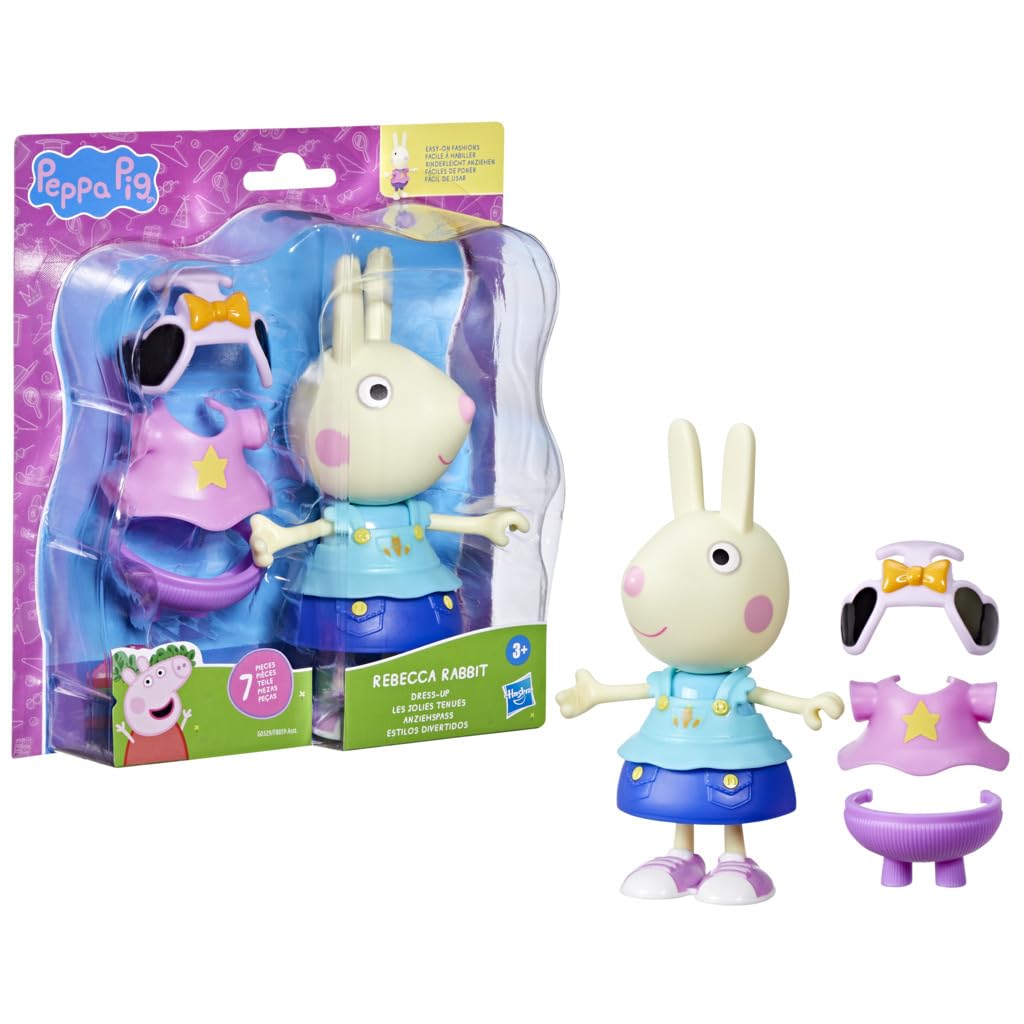 Peppa Pig Rebecca Rabbit Dress-Up Figure - 15 cm Doll with 6 Fashion Accessories for Kids 3+ 1
