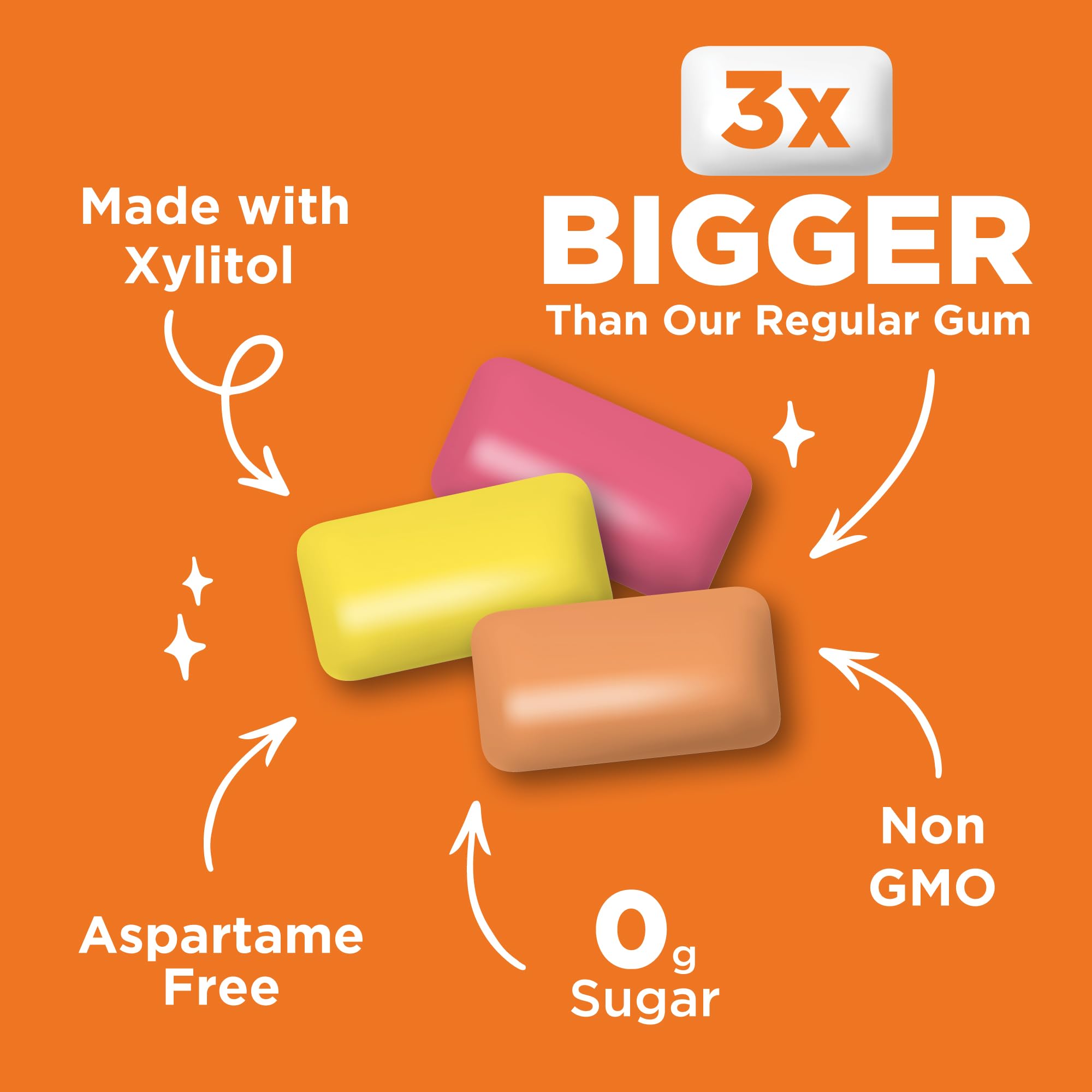 PUR Gum JUMBO - Aspartame Free Xylitol Chewing Gum | 3X Bigger Pieces | Natural Fruit Flavors 4