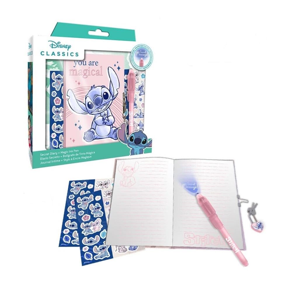 Kids Licensing Disney Stitch Magic Pen and A5 Lined Notebook Stationery Set