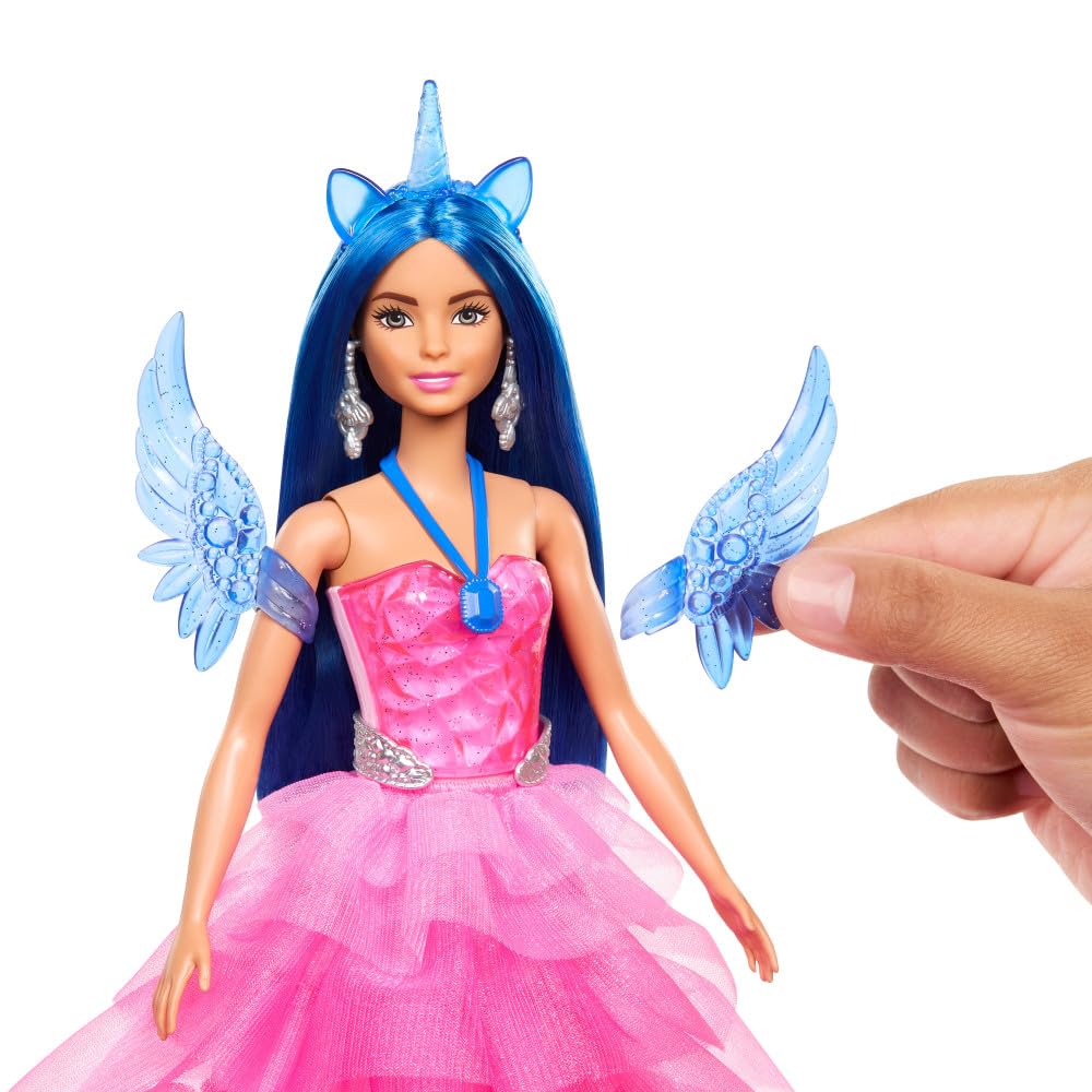 Barbie Unicorn Doll HRR16 - 65th Anniversary Alicorn with Blue Hair & Pink Gown | Ages 3+ 4