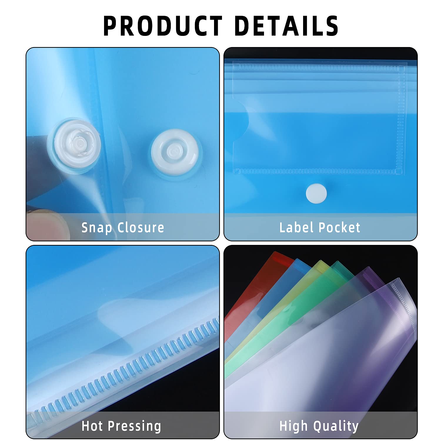 GoodtoU A4 Plastic Popper File Folders - 6 Pack | Waterproof | Holds 150 Sheets 5