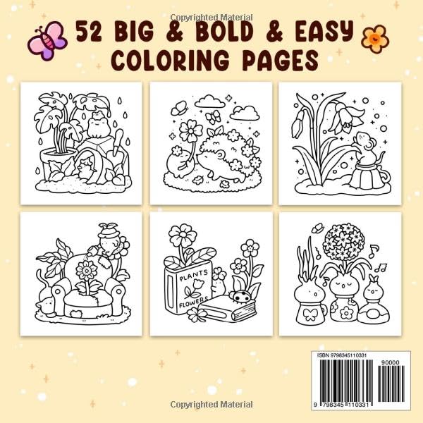 Independently Published - Into Gardens: Bold & Easy Coloring Book Featuring Plants, Flowers, and Cute Creatures