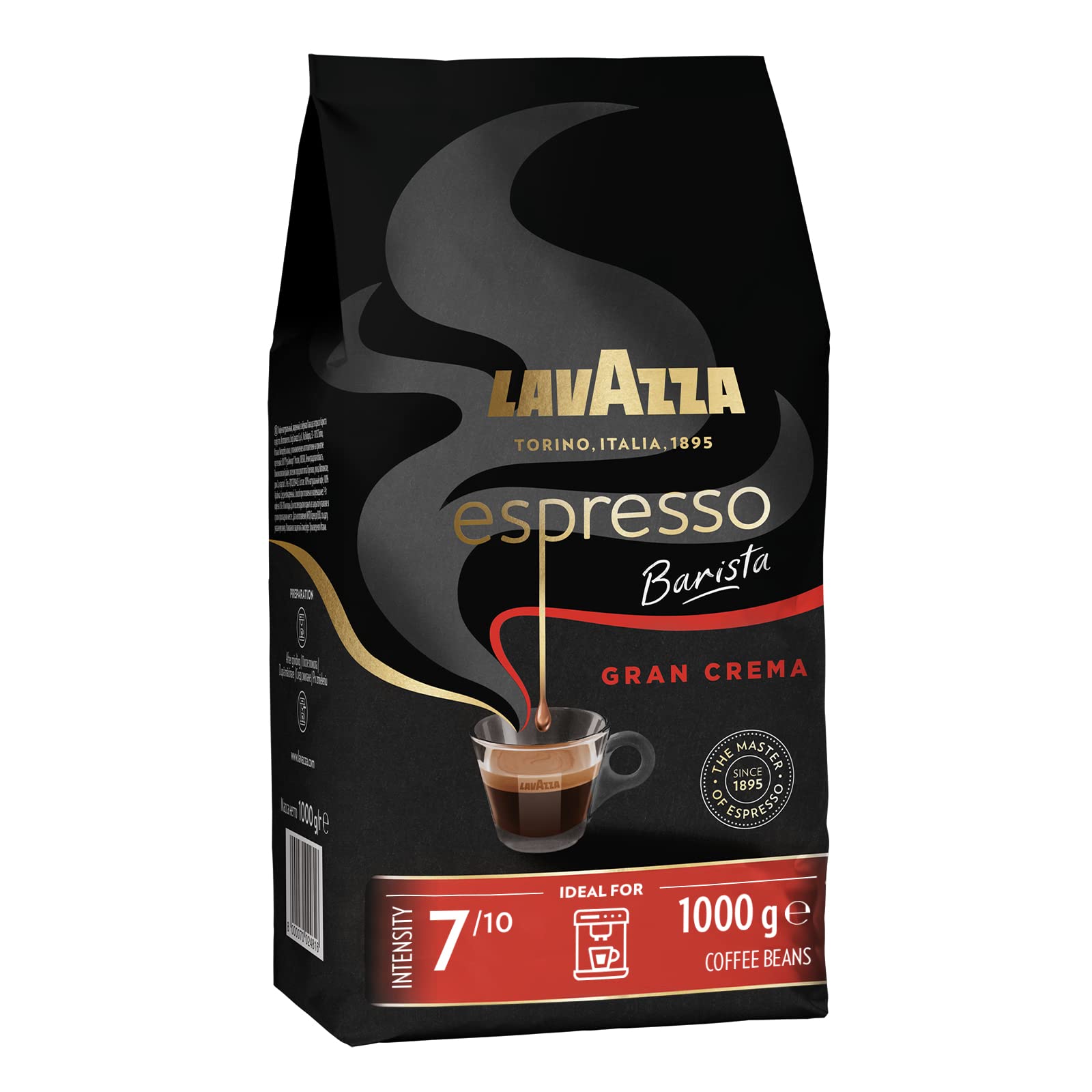 Lavazza Barista Gran Crema Kaffee aus ganzen Bohnen – 1 kg Trommelgeröstete Arabica- und Robusta-Mischung