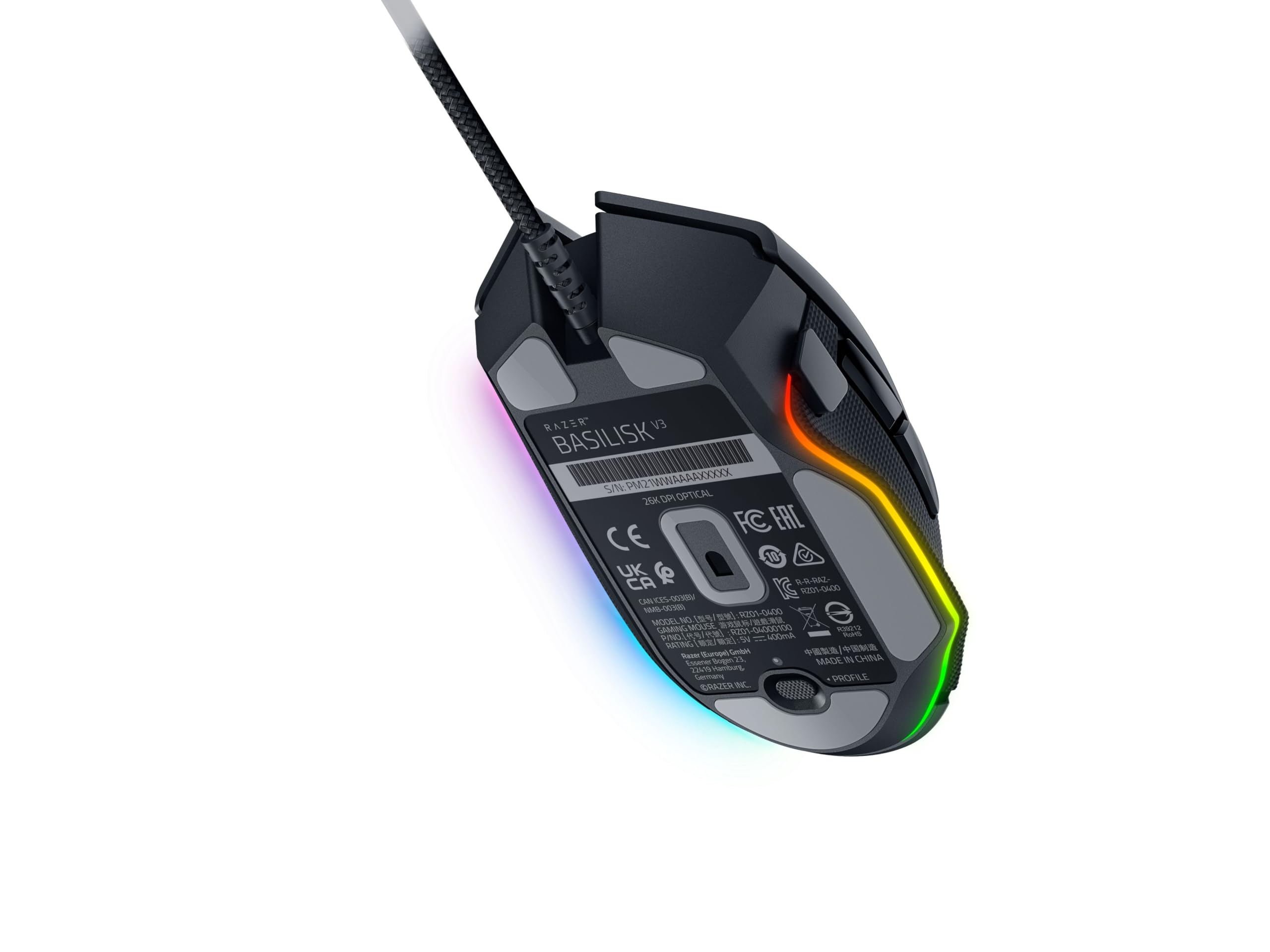 Razer Basilisk V3 - Wired Customisable Gaming Mouse (10+1 Programmable Buttons, HyperScroll Tilt Wheel, 11 Chroma RGB Lighting Zones, Optical Mouse Switches, Focus+ 26K DPI Optical Sensor) Black 4